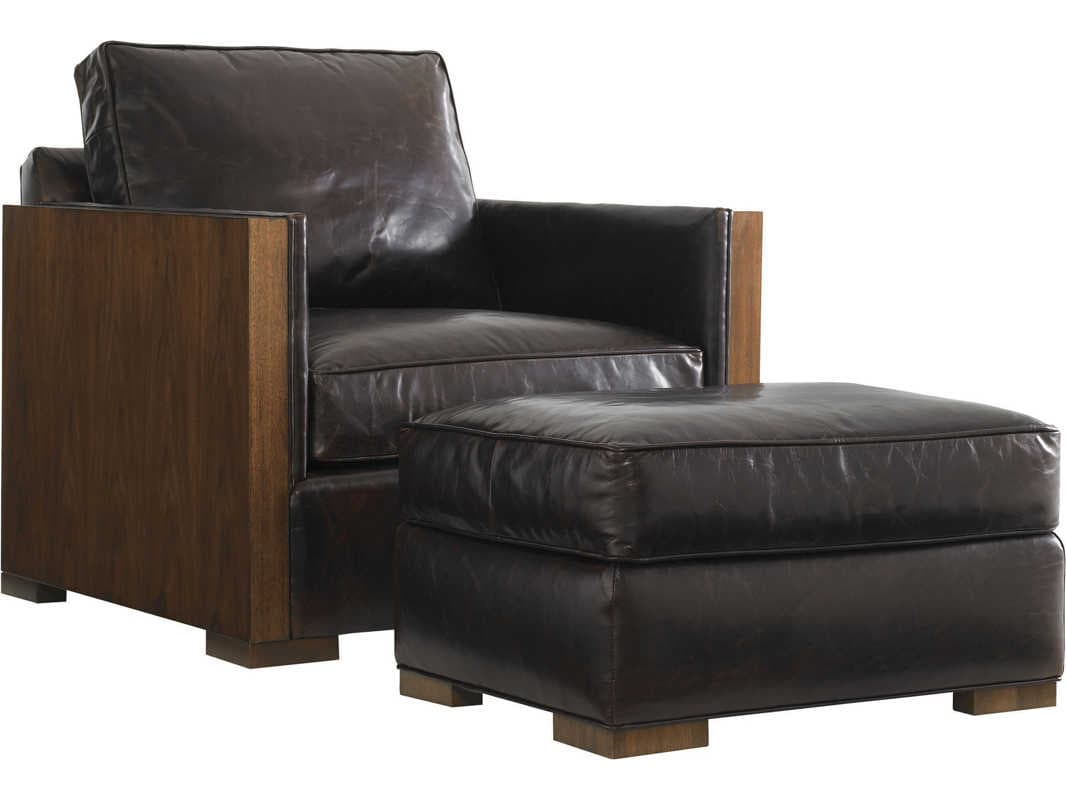 Lexington Tower Place Black Leather Ottoman