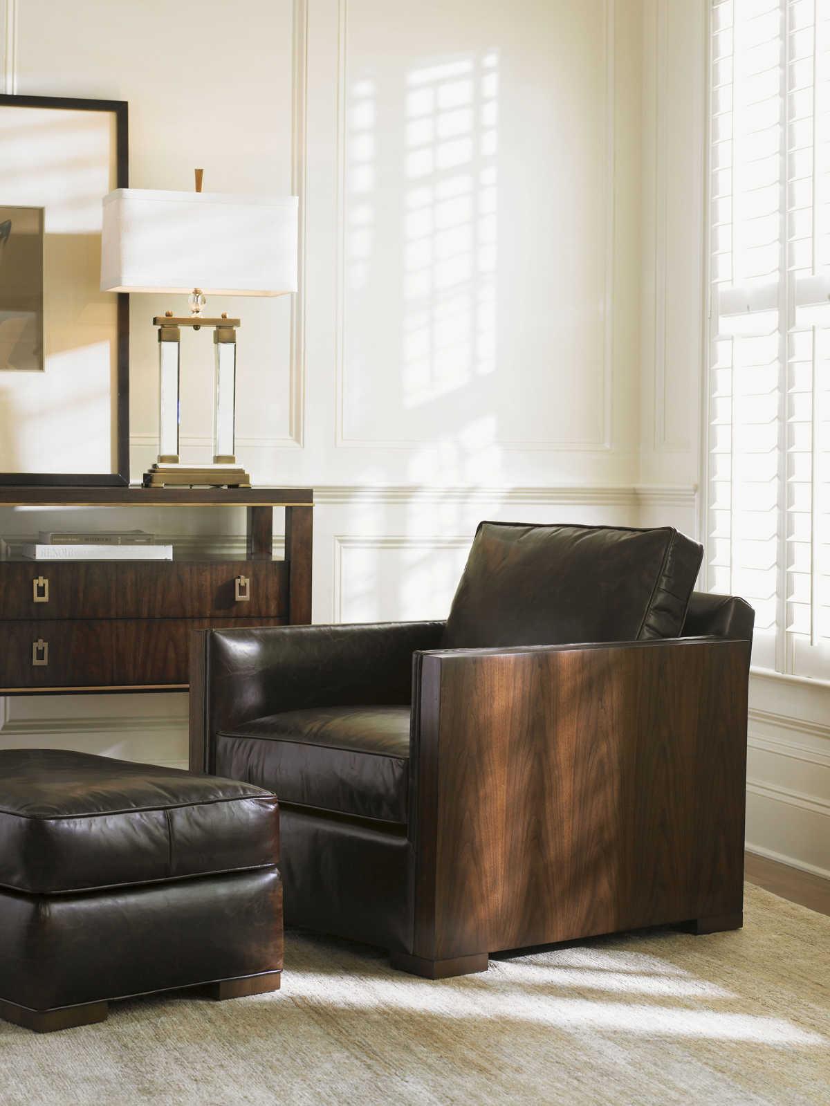 Lexington Tower Place Black Leather Ottoman