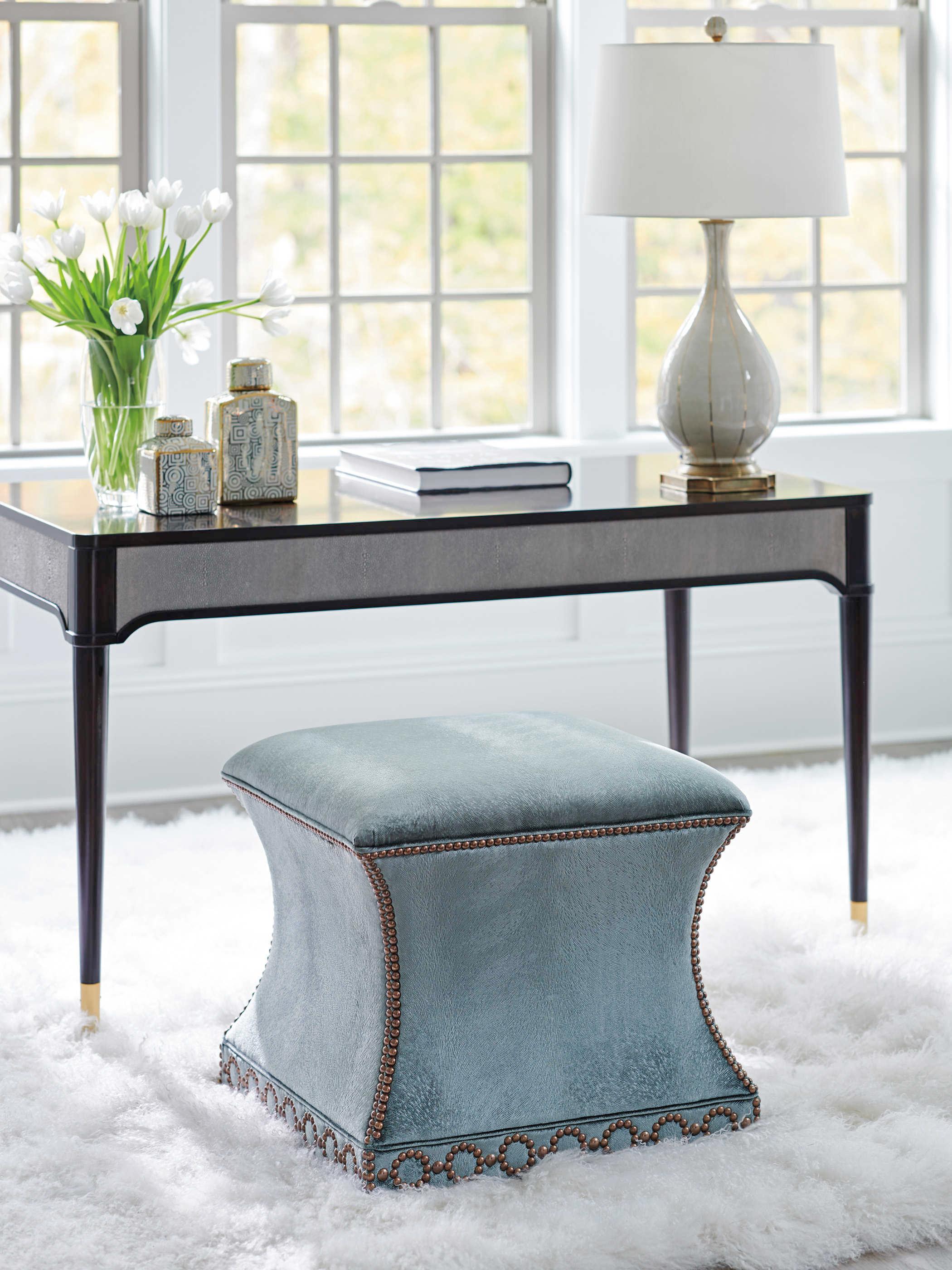 Lexington Carlyle Blue Upholstered Ottoman