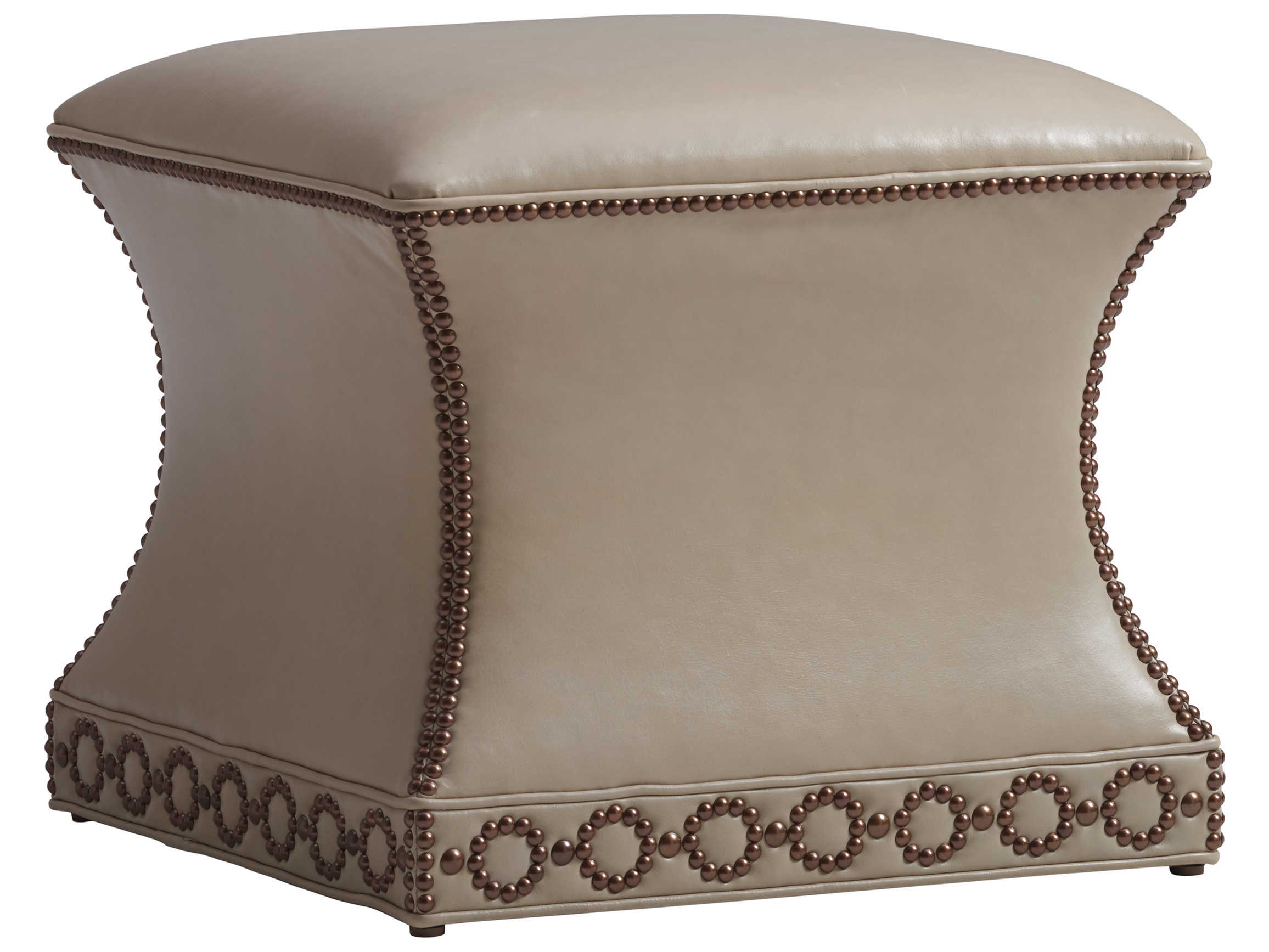 Lexington Carlyle Beige Leather Ottoman