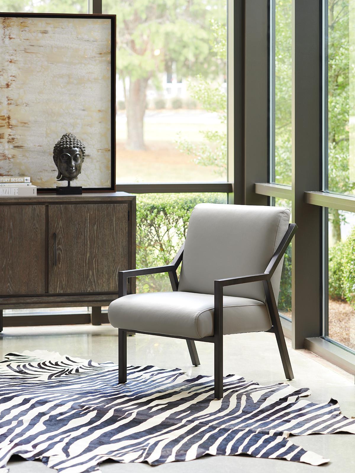 Lexington Santana Gray Leather Accent Chair