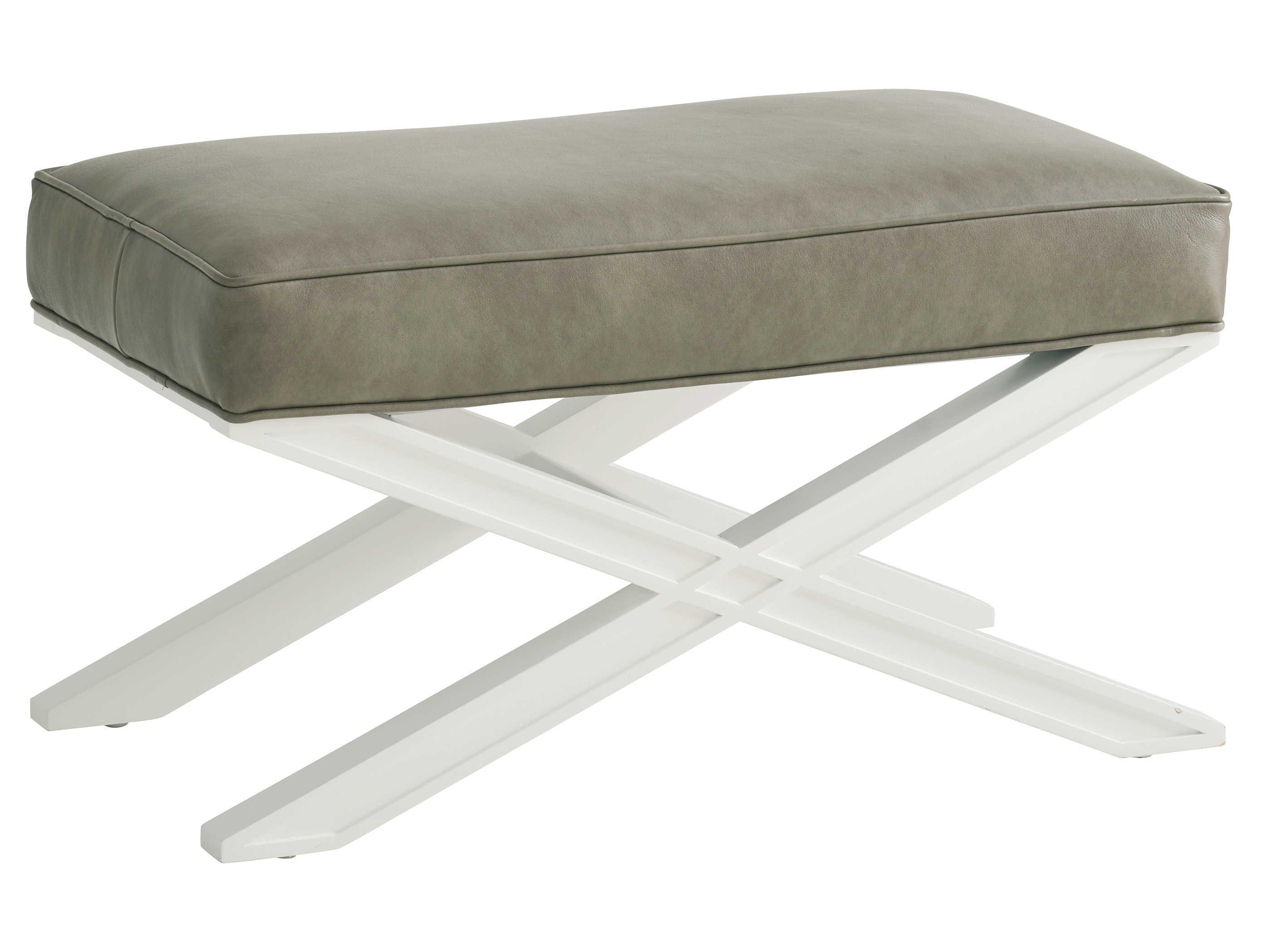 Lexington Avondale White Leather Ottoman