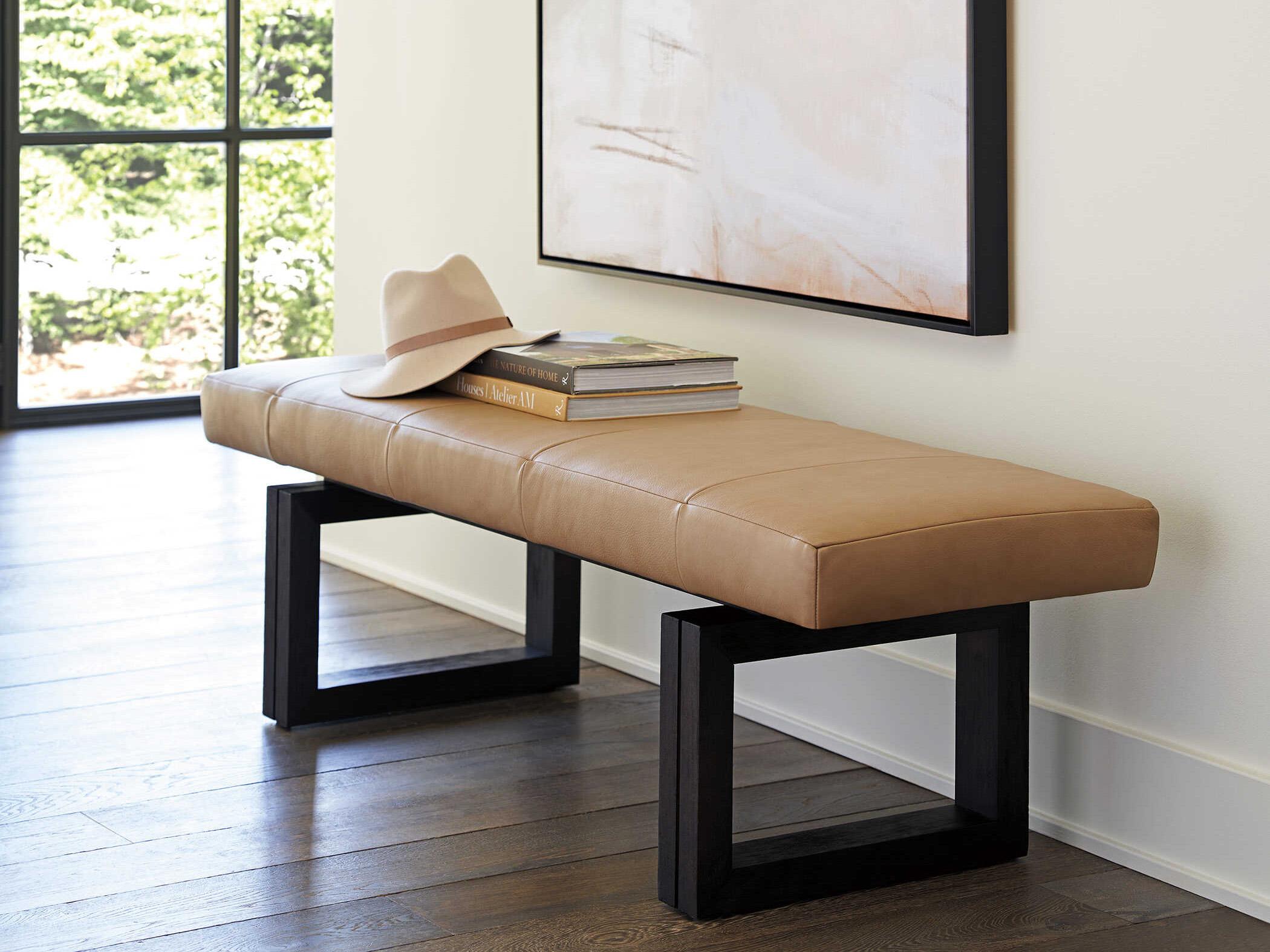 Lexington Zanzibar Durban Beige Leather Accent Bench