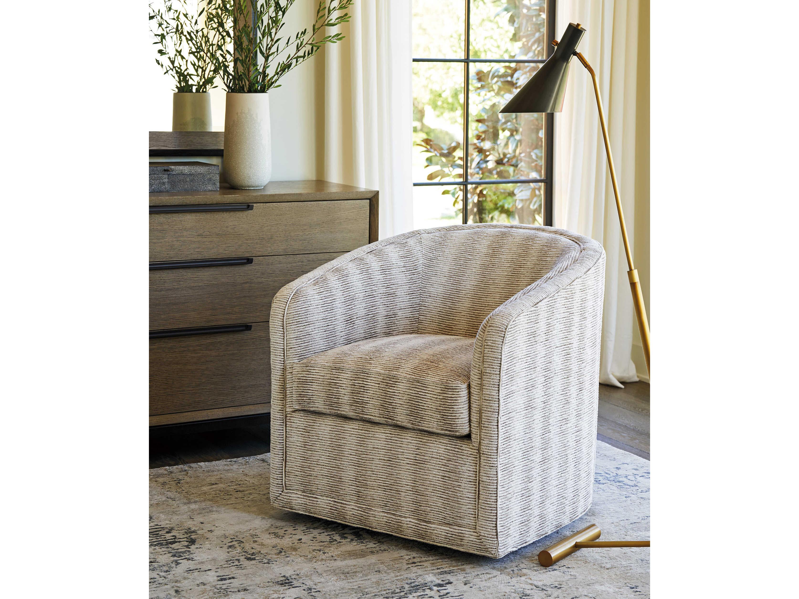 Lexington Zanzibar Swivel Gray Fabric Accent Chair