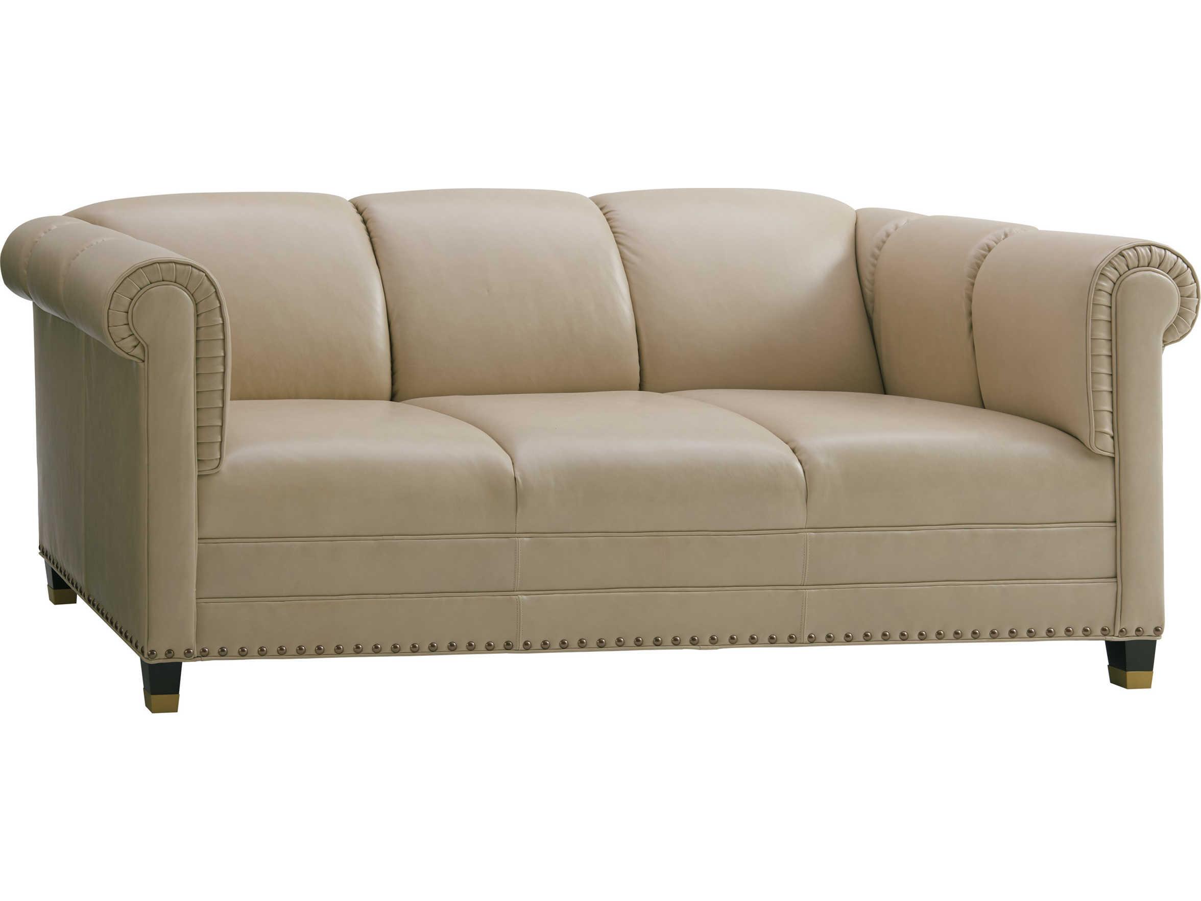 Lexington Carlyle Norwalk Beige Leather Sofa