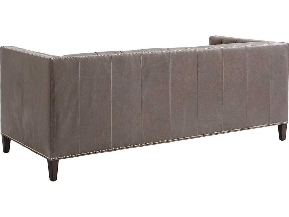 Lexington Ariana Misty Gray Brown Leather Sofa