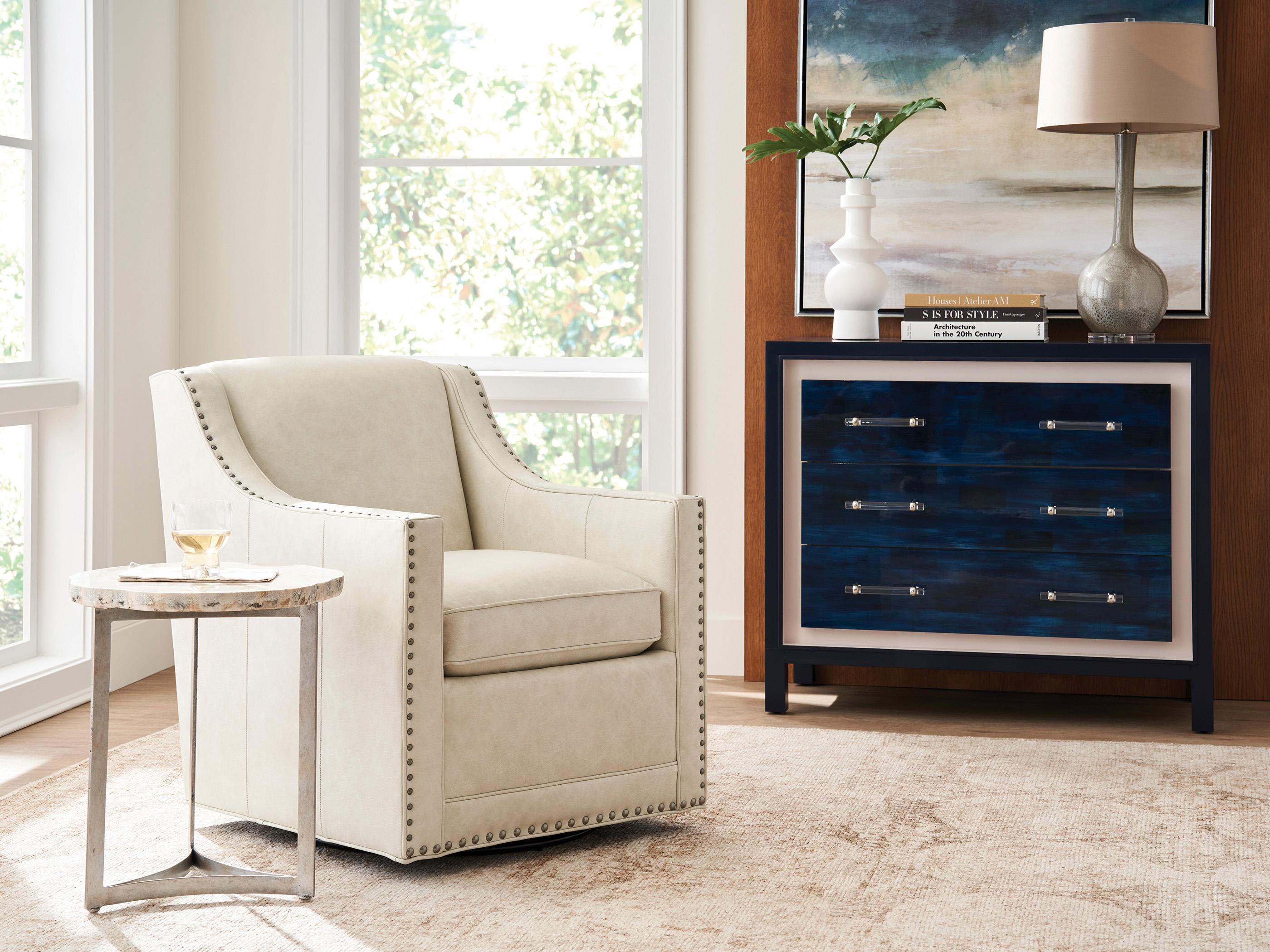 Lexington Barrier Swivel White Accent Chair