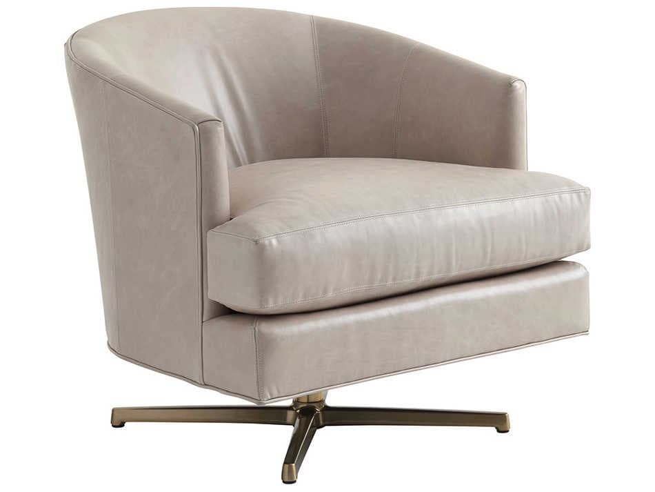 Lexington Swivel Beige Leather Accent Chair