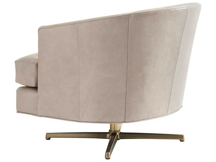 Lexington Swivel Beige Leather Accent Chair