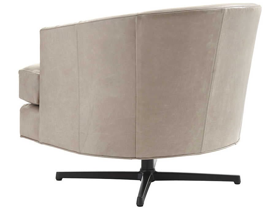 Lexington Leather Swivel Beige Accent Chair