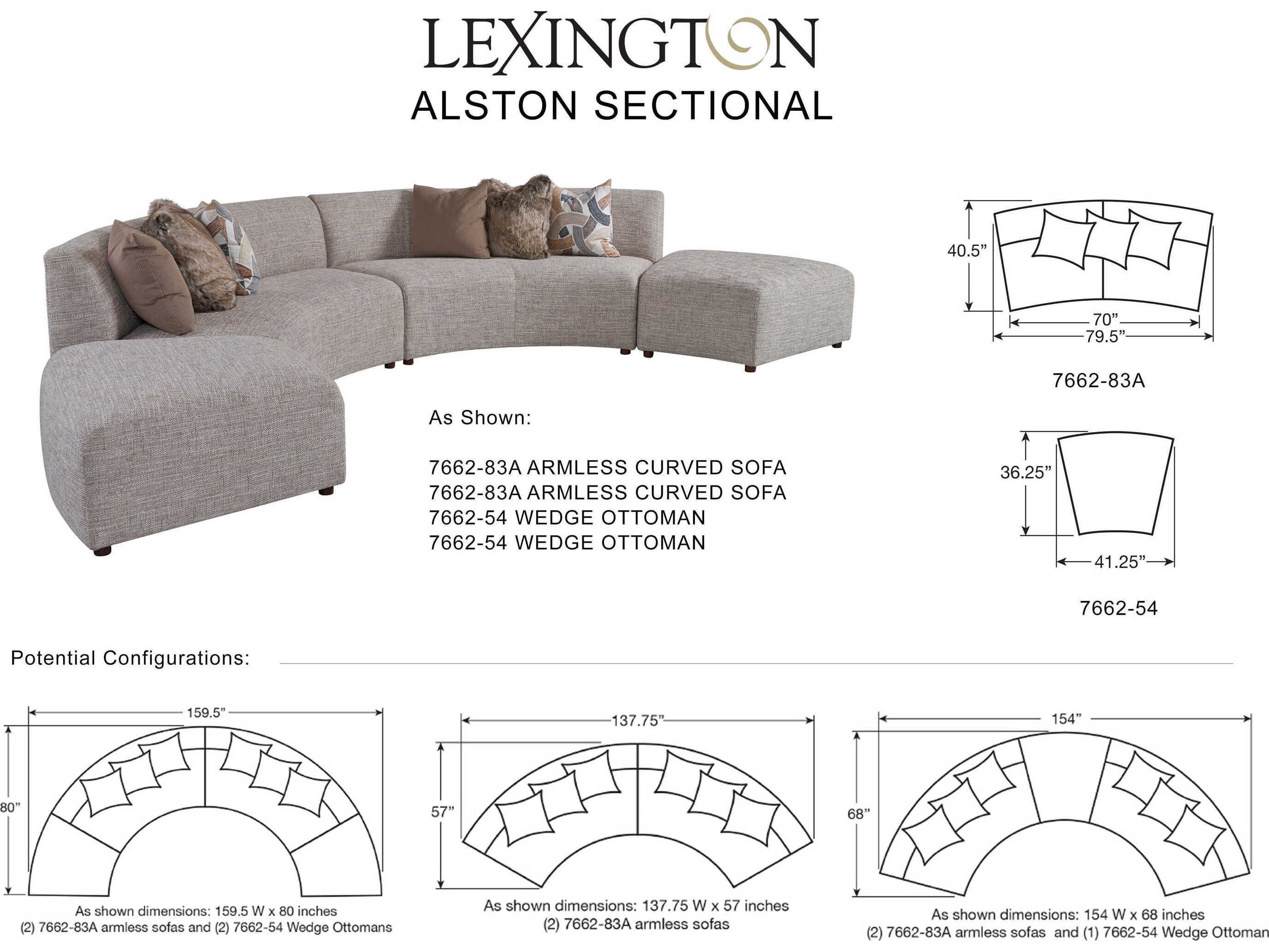 Lexington Zanzibar Gray Upholstered Sectional Sofa