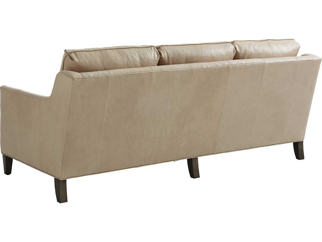 Lexington Ariana Misty Gray Beige Leather Sofa
