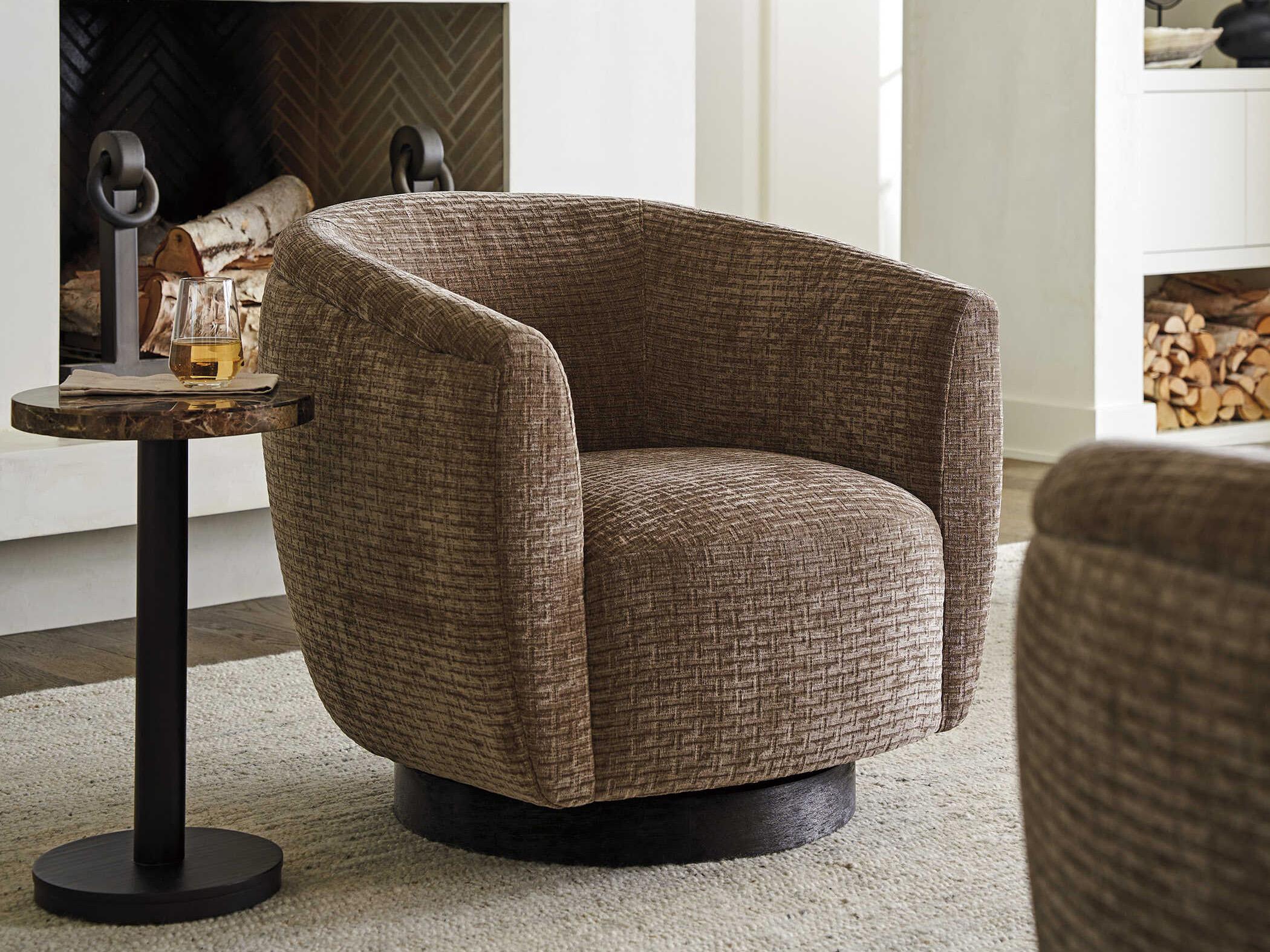 Lexington Zanzibar Swivel Brown Fabric Accent Chair