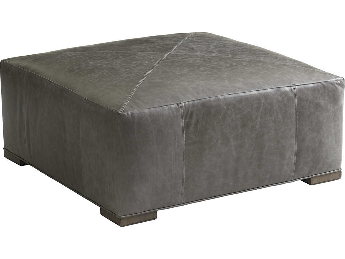 Lexington Shadow Play Gray Leather Ottoman