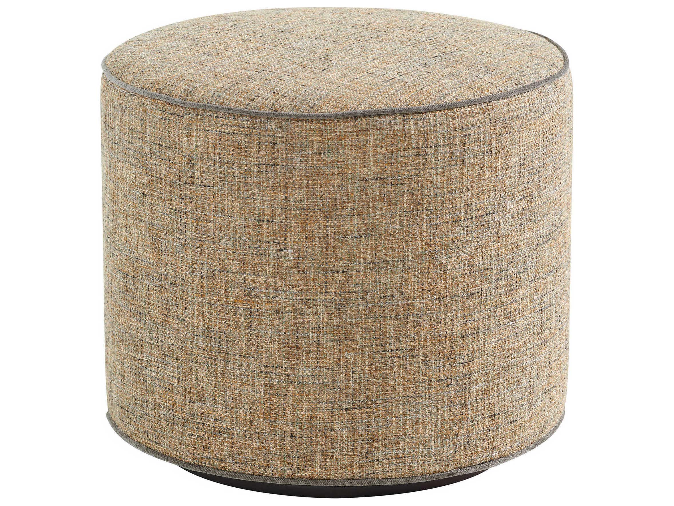 Lexington Silverado Walnut Tan Upholstered Ottoman