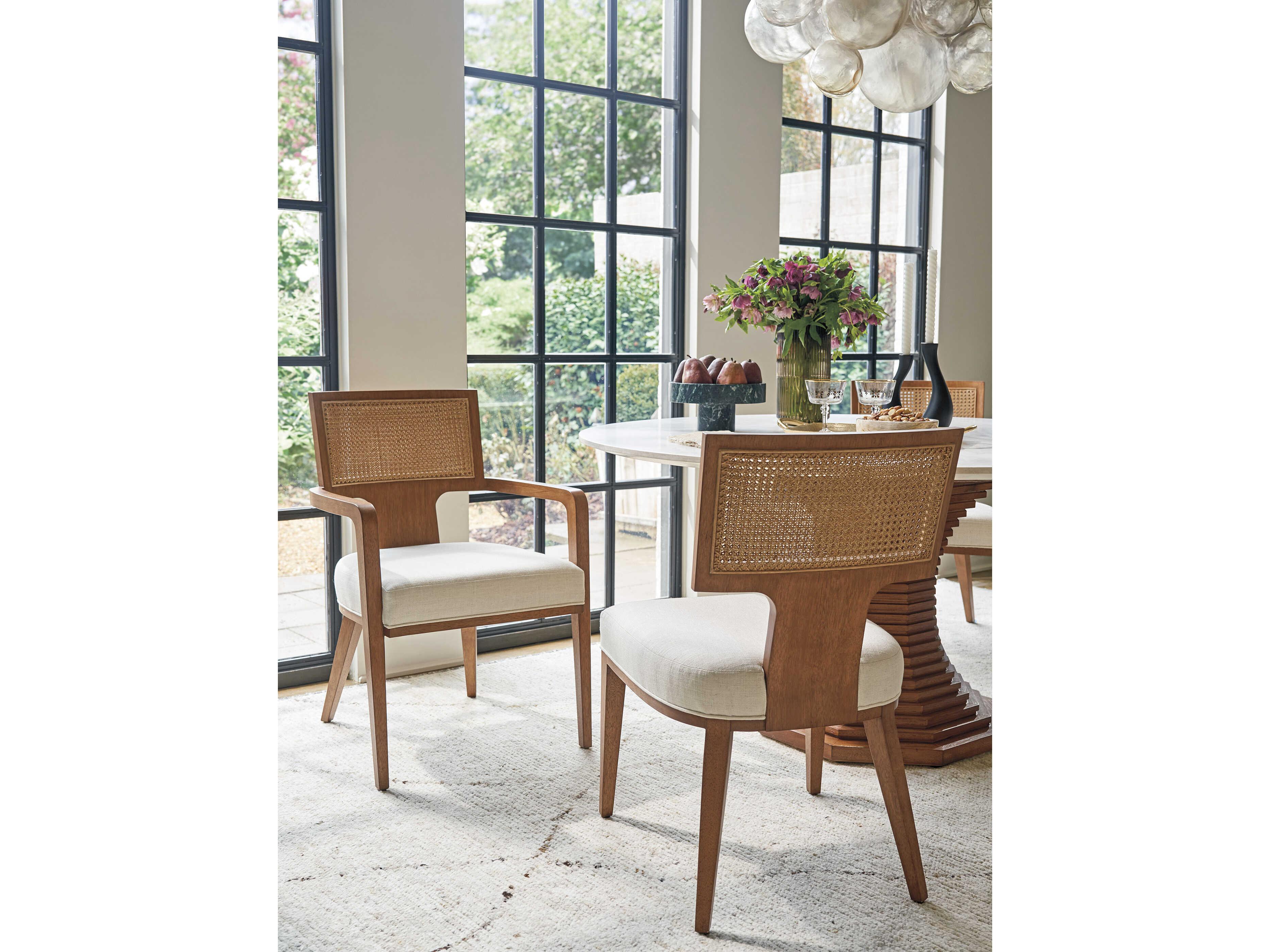 Lexington La Costa Serrano White Upholstered Arm Dining Chair