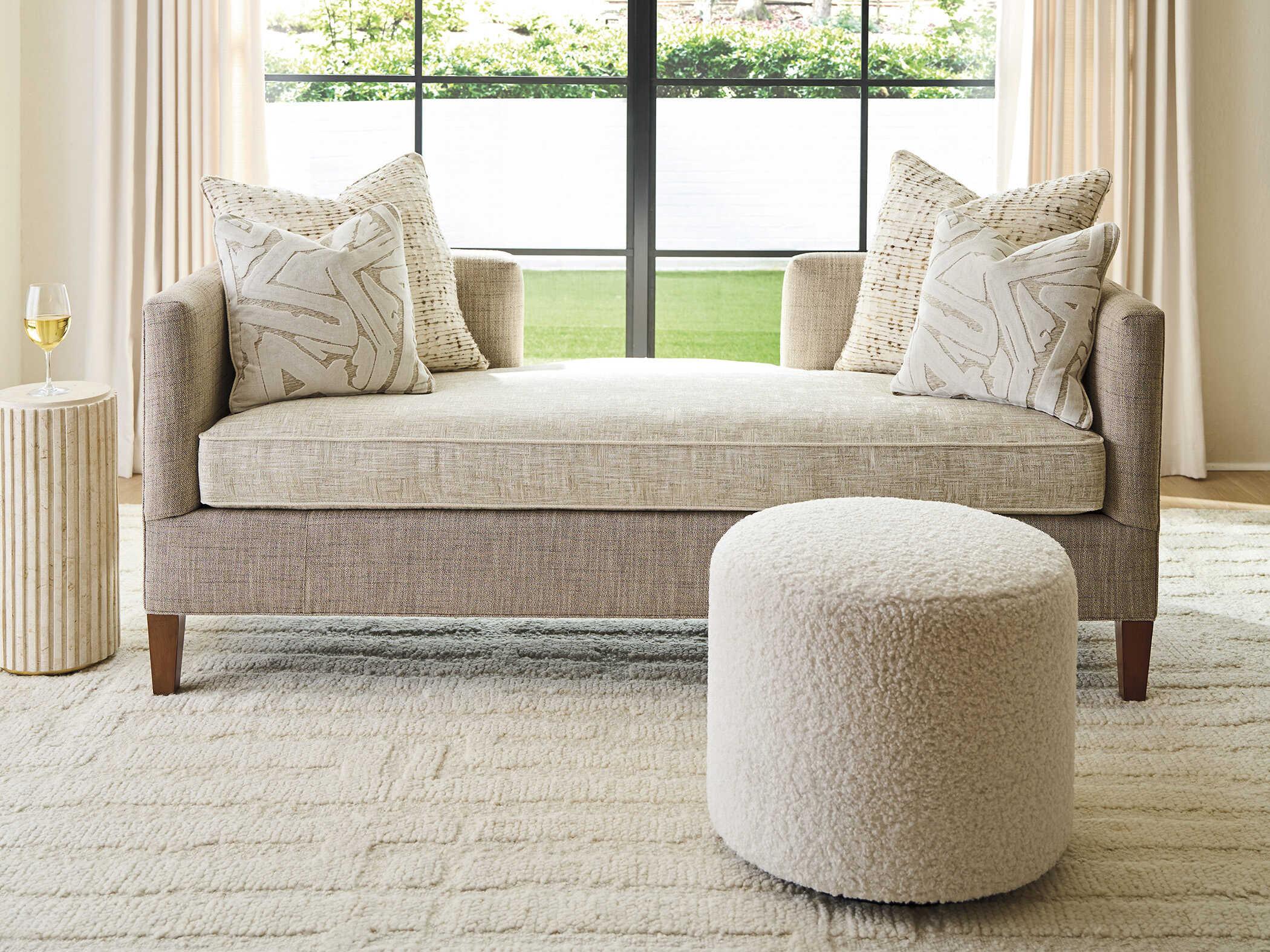 Lexington La Costa Three Arch White Upholstered Ottoman