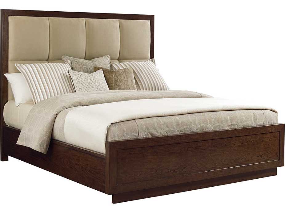 Lexington Laurel Canyon Beige Solid Wood Upholstered King Panel Bed