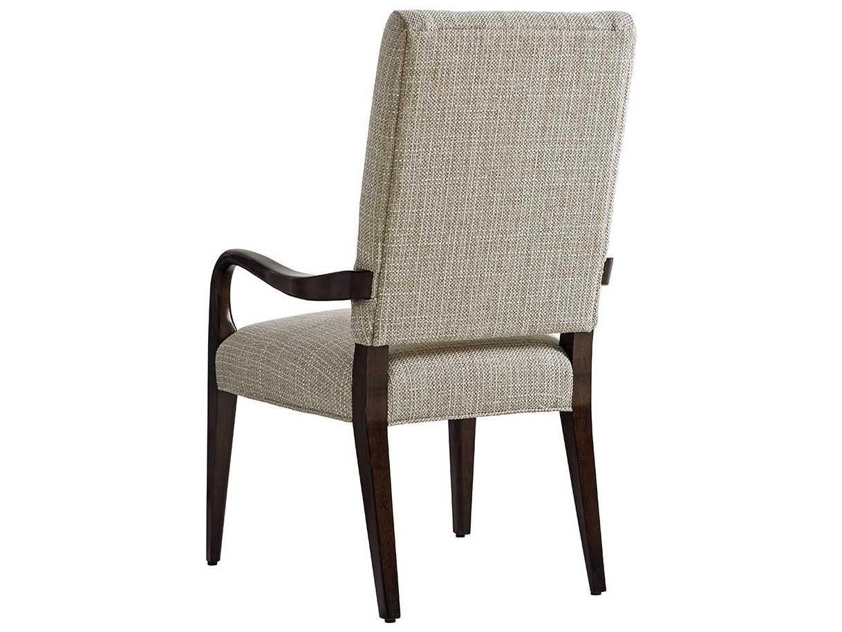 Lexington Laurel Canyon Solid Wood Gray Upholstered Arm Dining Chair