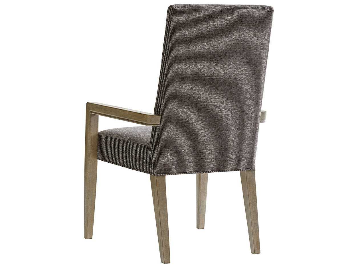 Lexington Shadow Play Solid Wood Gray Upholstered Arm Dining Chair