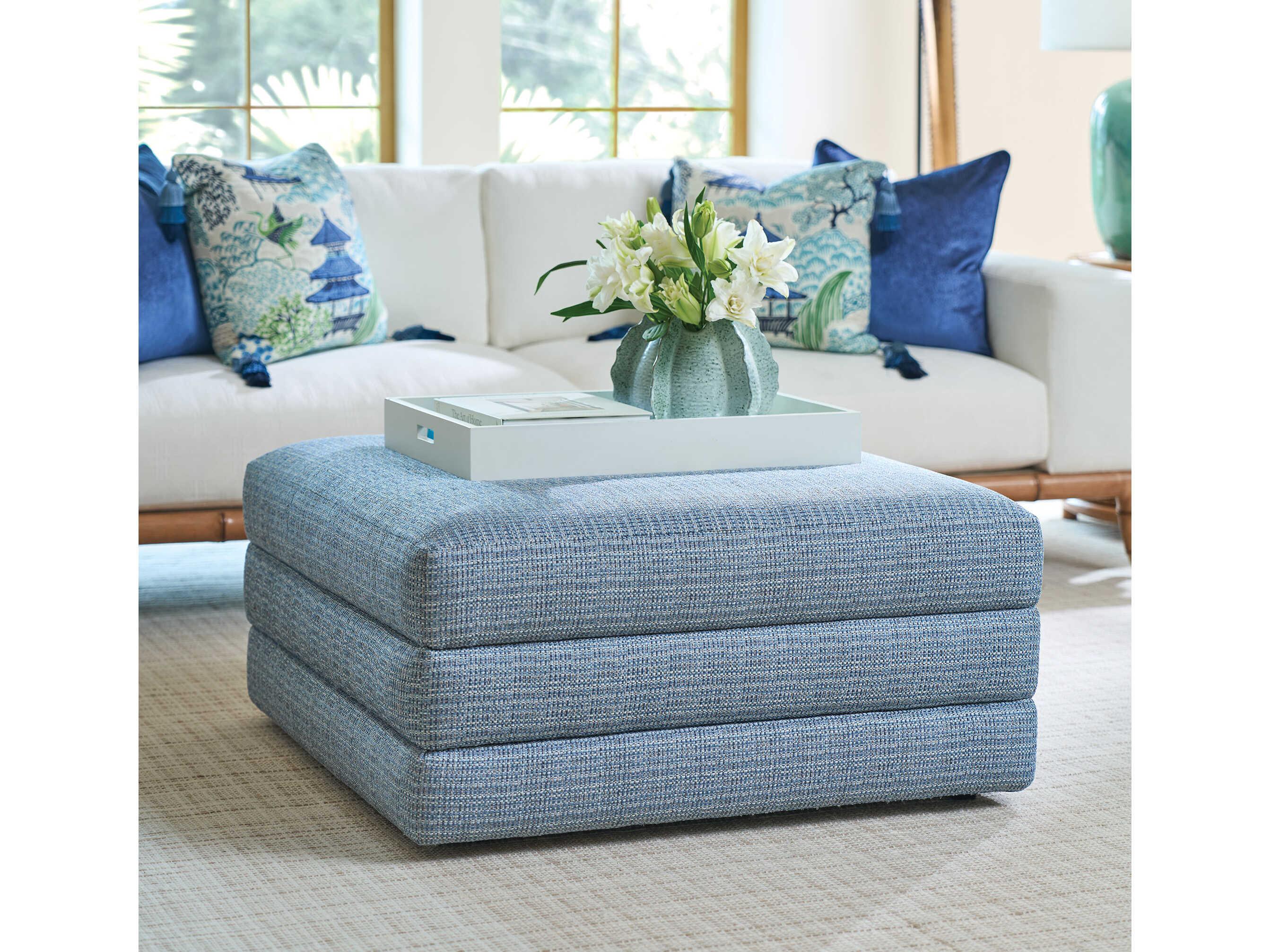 Lexington Upholstery Brickell Blue Upholstered Ottoman