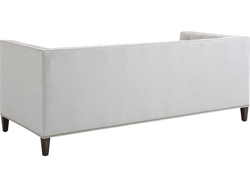 Lexington Ariana Tufted Misty Gray White Upholstered Sofa