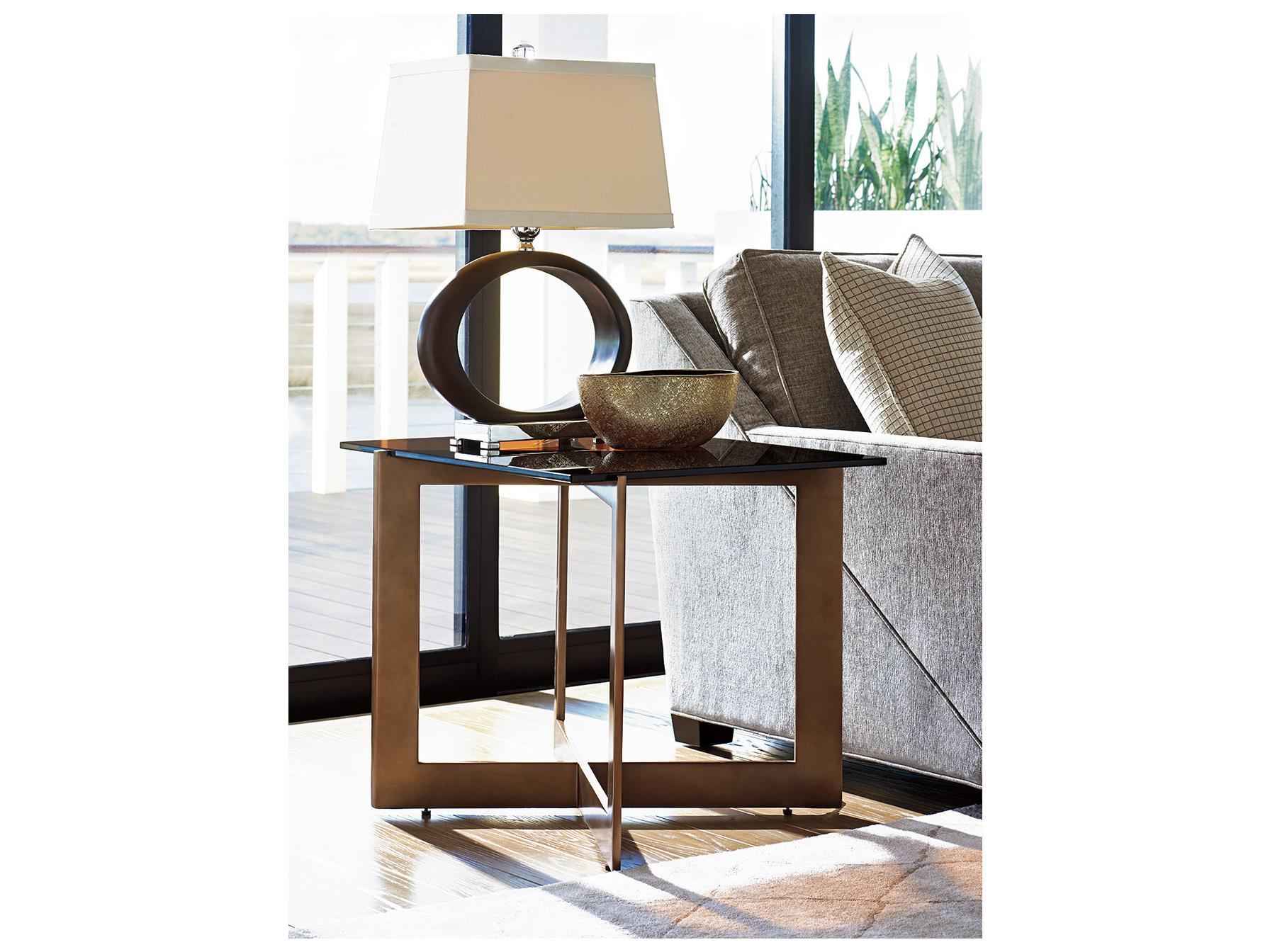 Lexington Zavala Rectangular Glass Nouveau End Table