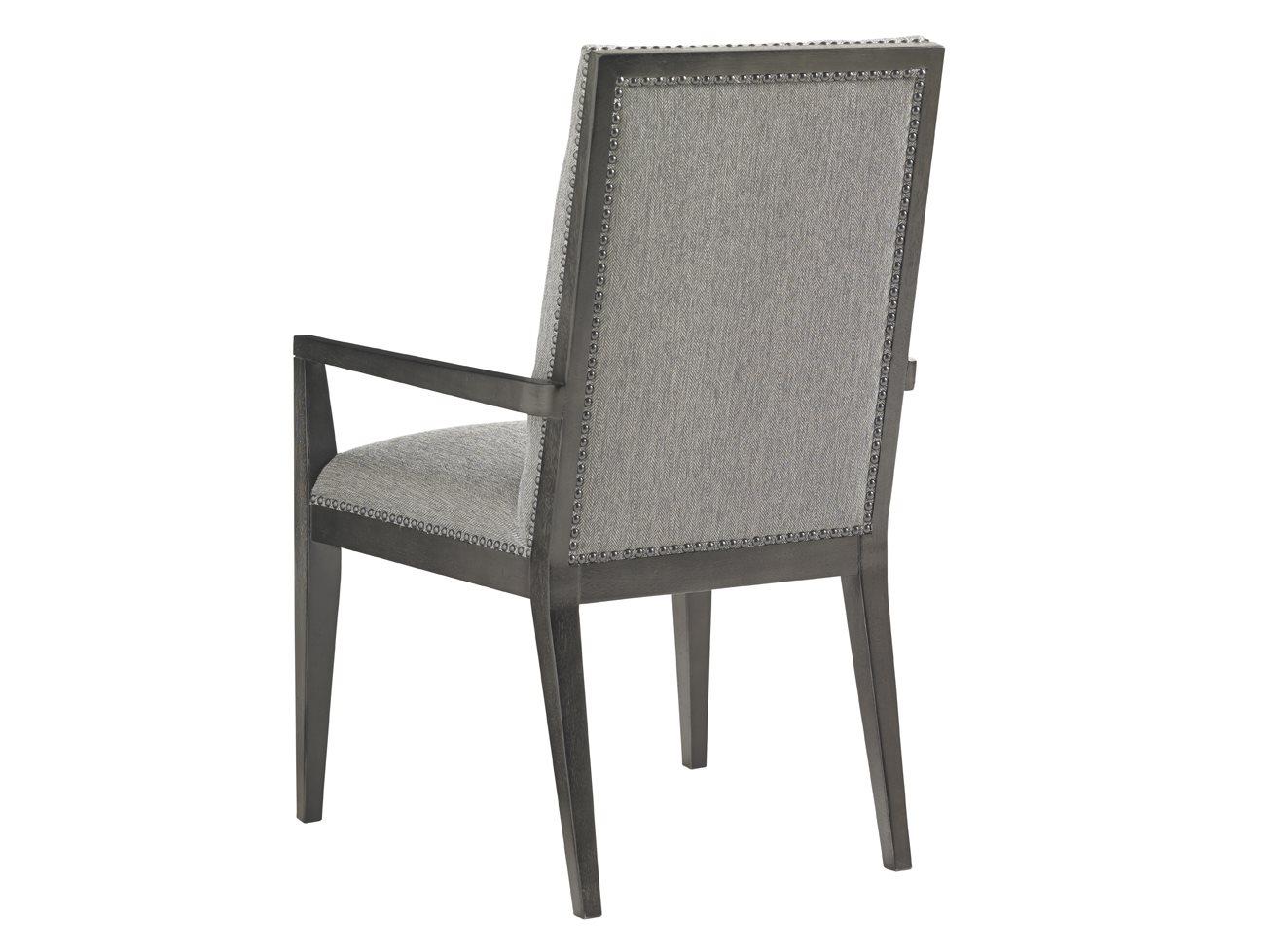 Lexington Carrera Solid Wood Gray Upholstered Arm Dining Chair
