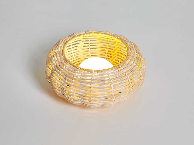 Luxcambra Niuet White Natural Wicker Brown Table Lamp