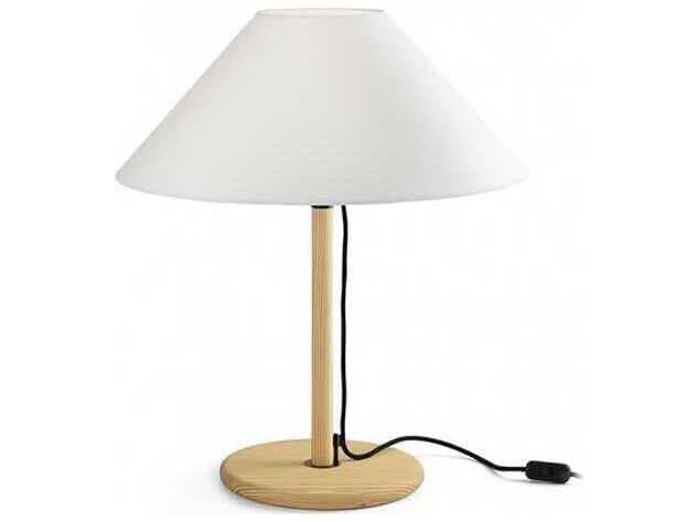 Luxcambra Clasica Pinewood Melis Scroll White Parchment Brown Table Lamp