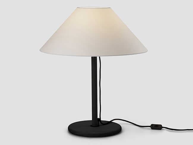 Luxcambra Clasica Pinewood Melis Painted Black Scroll White Parchment Table Lamp