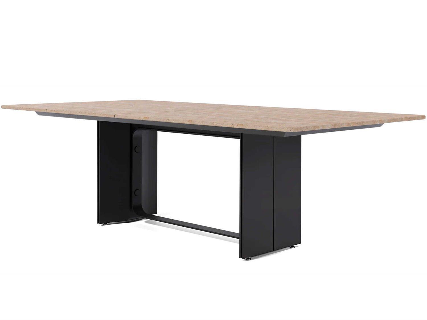 Luxcor Modluxe Giaveno Dining Table 94 in Travertine and Graphite