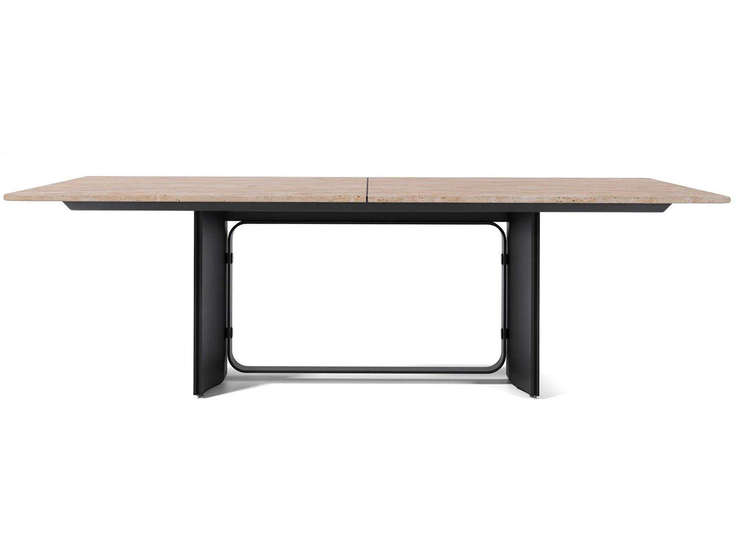 Luxcor Modluxe Giaveno Dining Table 94 in Travertine and Graphite