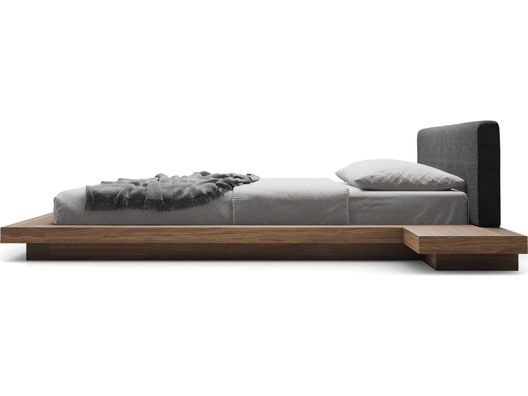 Luxcor Modluxe Akanji Bed Soft Carbon Fabric and Walnut / King