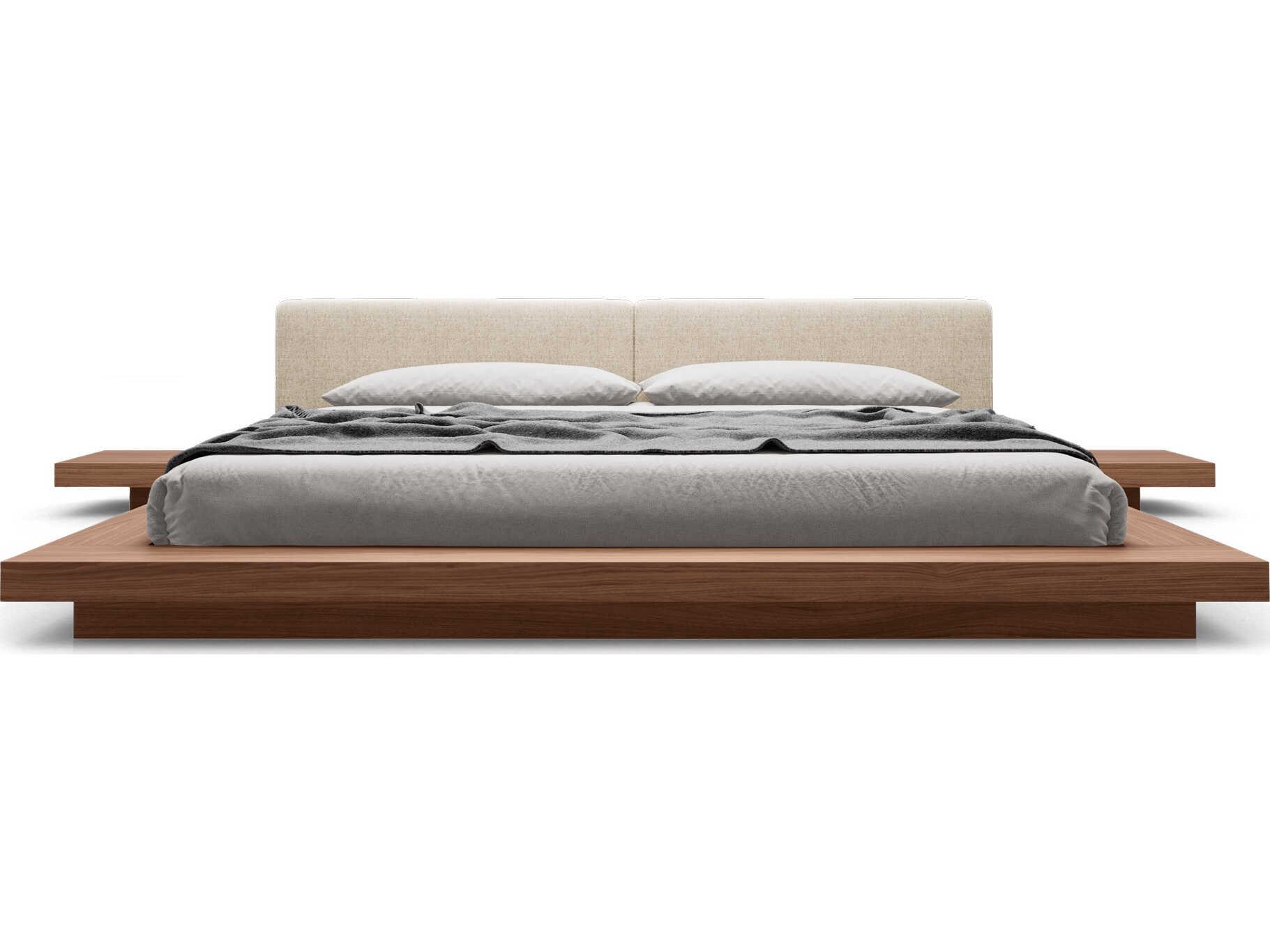 Luxcor Modluxe Akanji King Bed in Ecru Fabric and Walnut