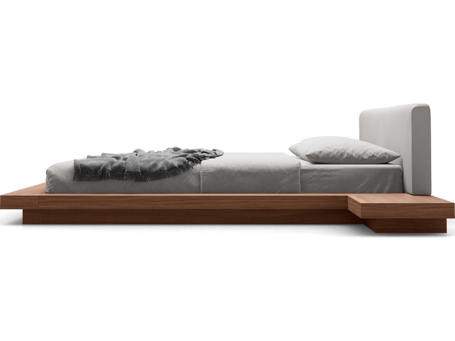 Luxcor Modluxe Akanji King Bed in Pearl Gray Eco Leather and Walnut
