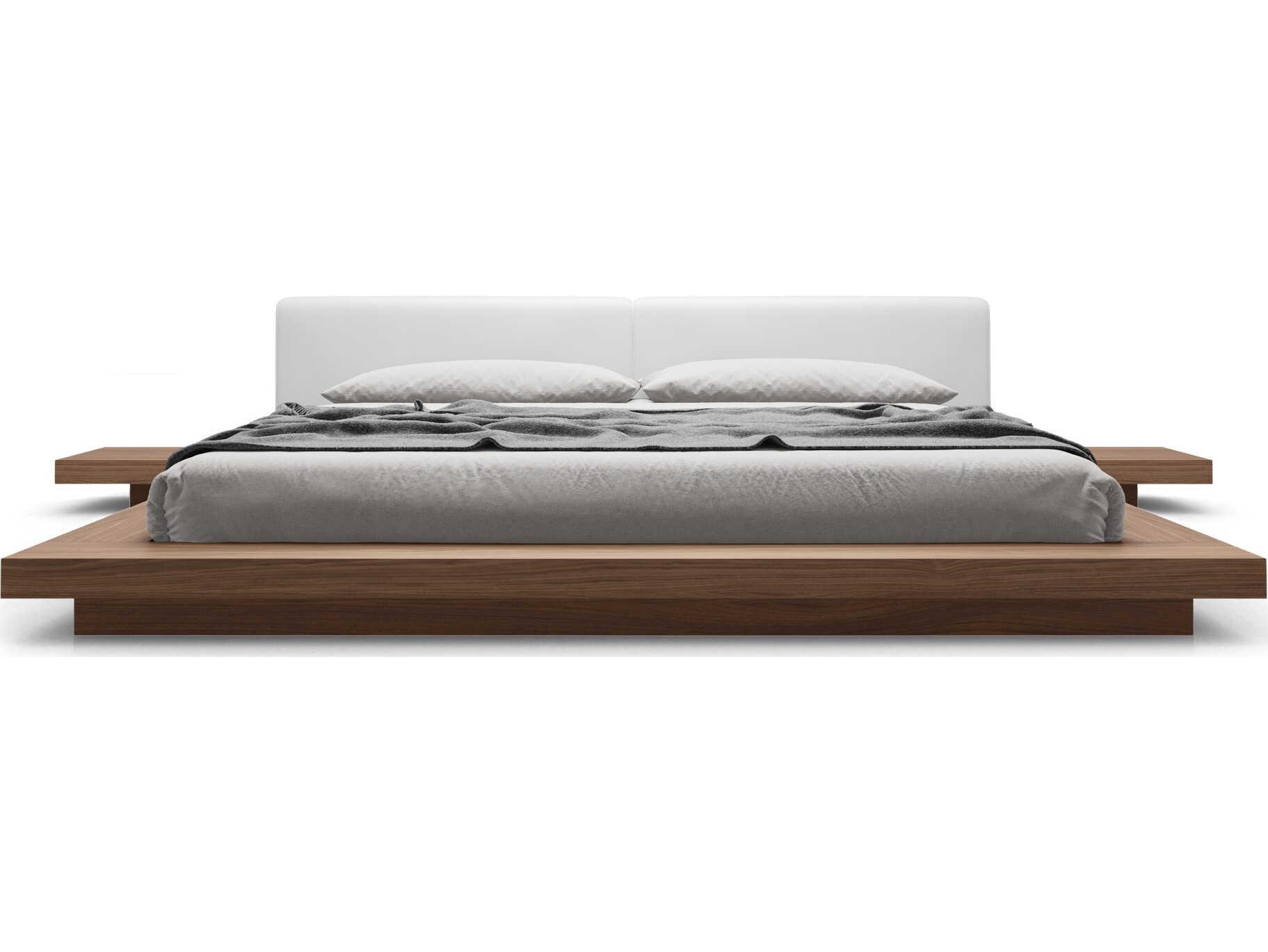 Luxcor Modluxe Akanji Bed White Eco Leather and Walnut / King
