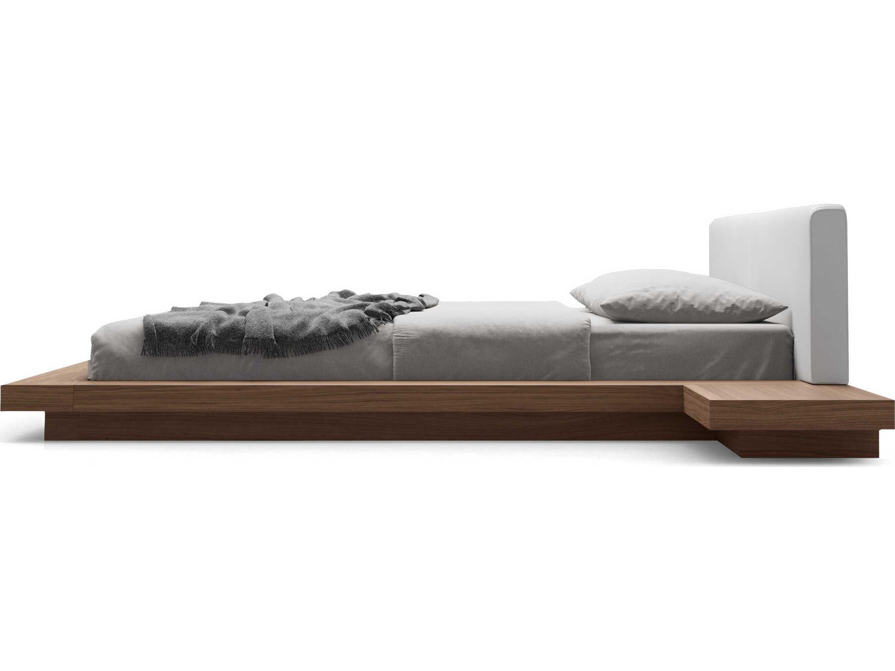 Luxcor Modluxe Akanji Bed White Eco Leather and Walnut / King