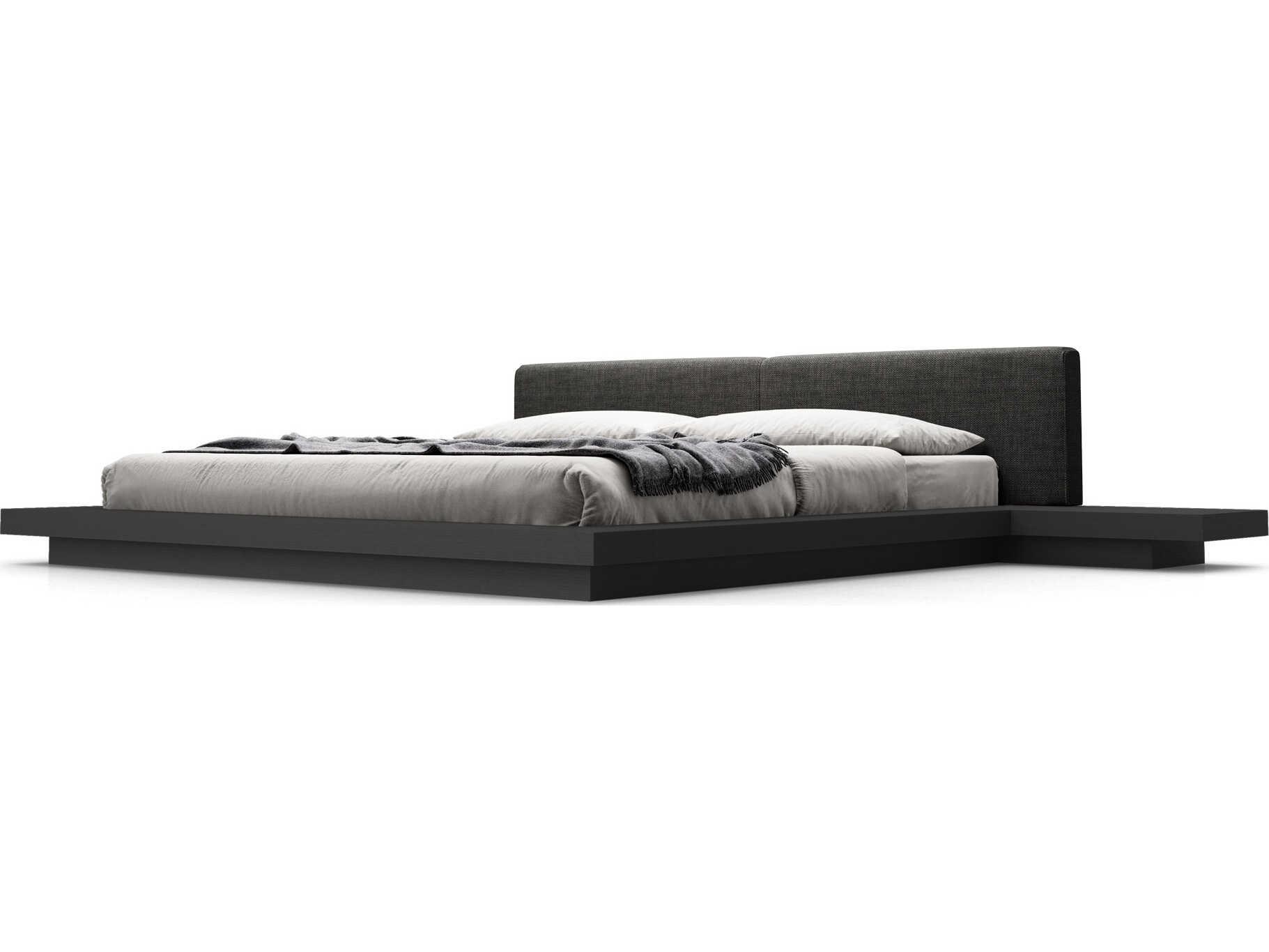 Luxcor Modluxe Akanji King Bed in Soft Carbon Fabric and Wenge
