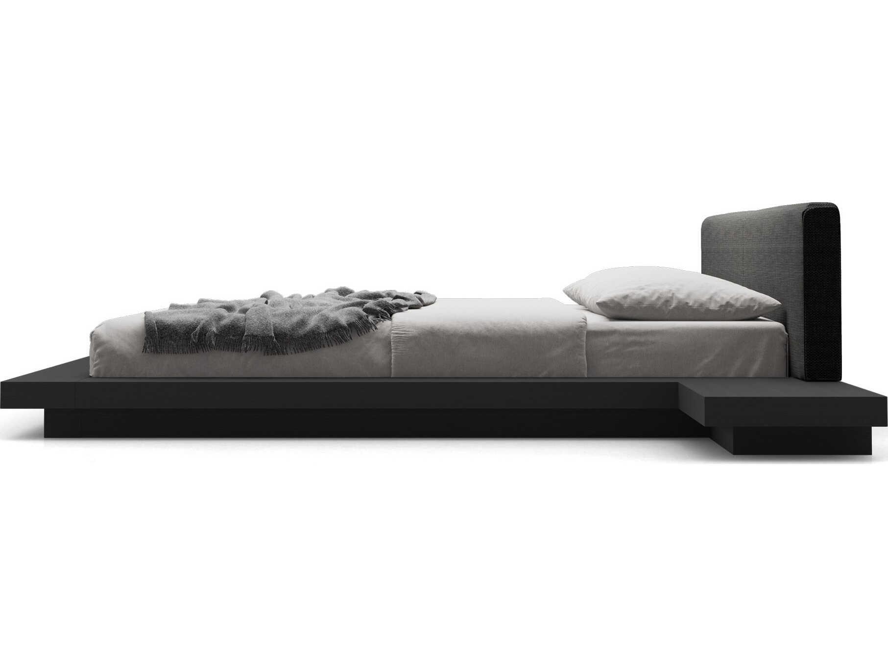 Luxcor Modluxe Akanji King Bed in Soft Carbon Fabric and Wenge