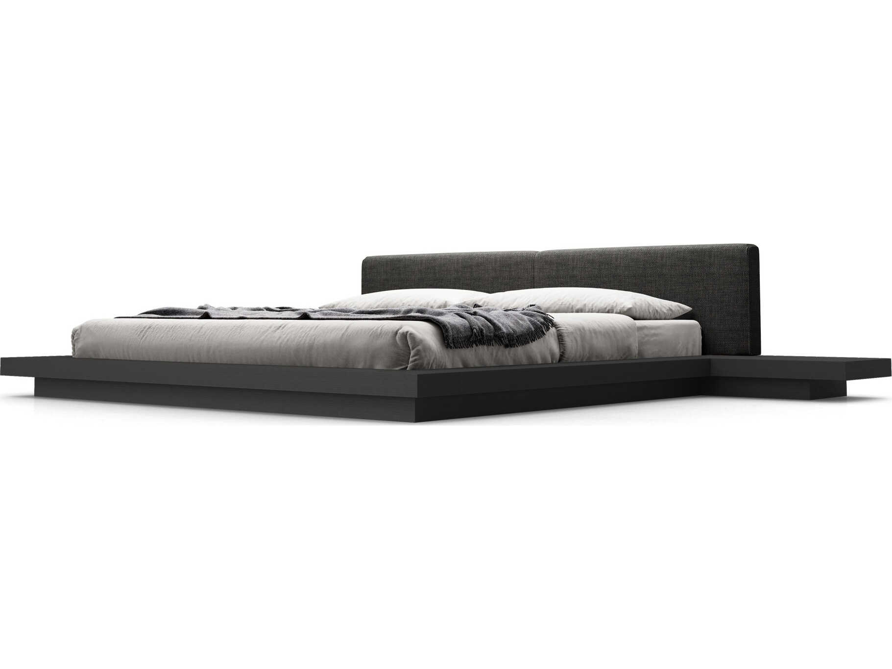 Luxcor Modluxe Akanji Queen Bed in Soft Carbon Fabric and Wenge