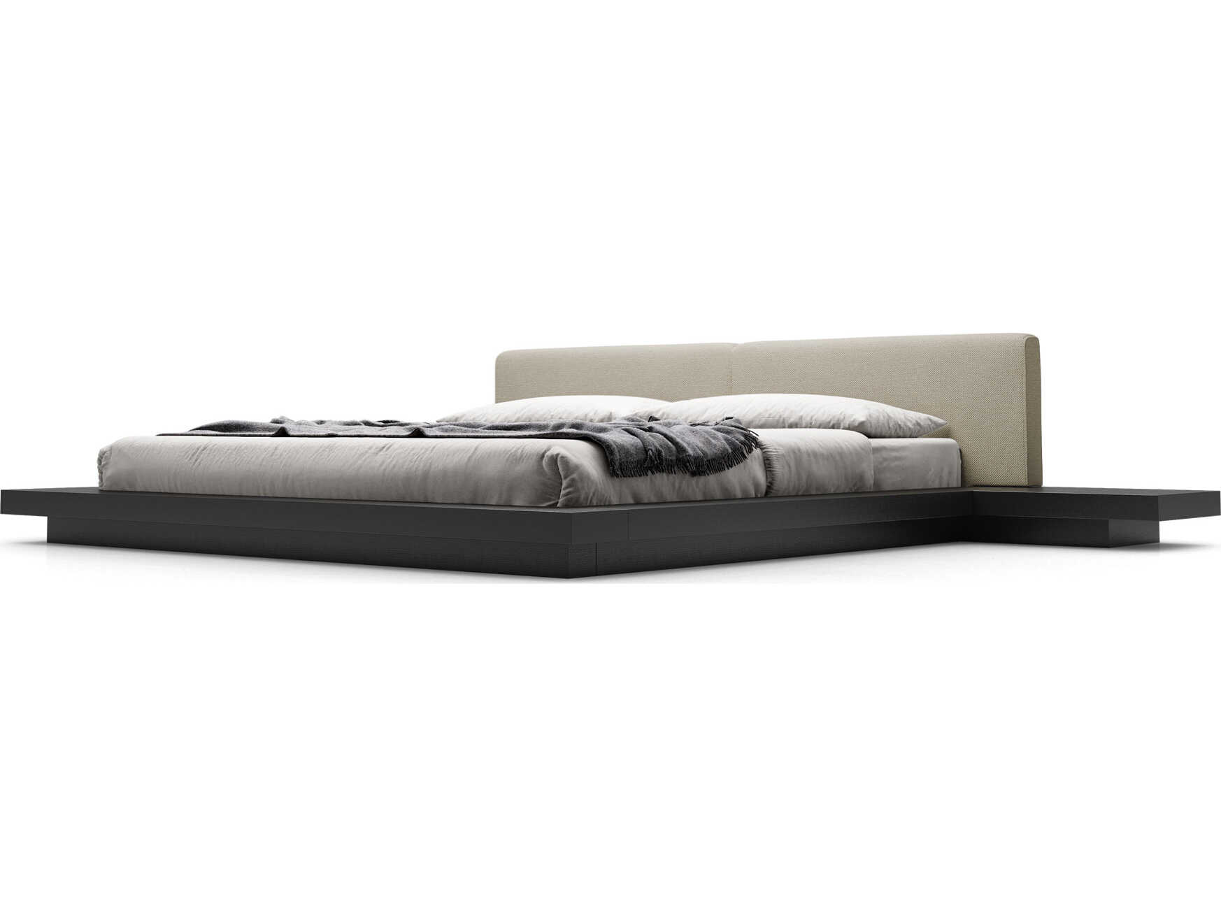 Luxcor Modluxe Akanji Bed Ecru Fabric and Wenge / Queen
