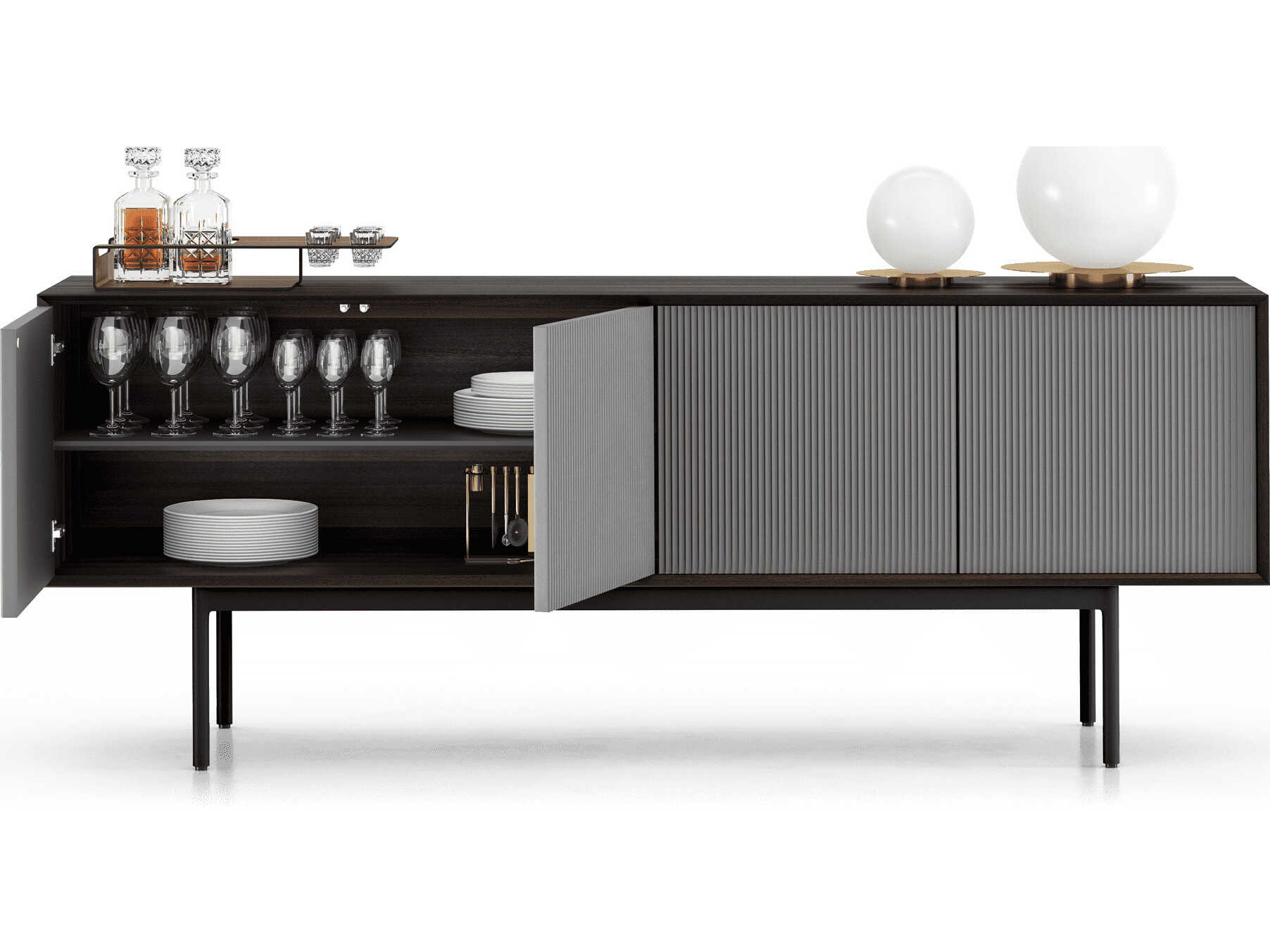 Luxcor Modluxe Calais Sideboard in Smoked Oak and Matte Dark Gull Gray