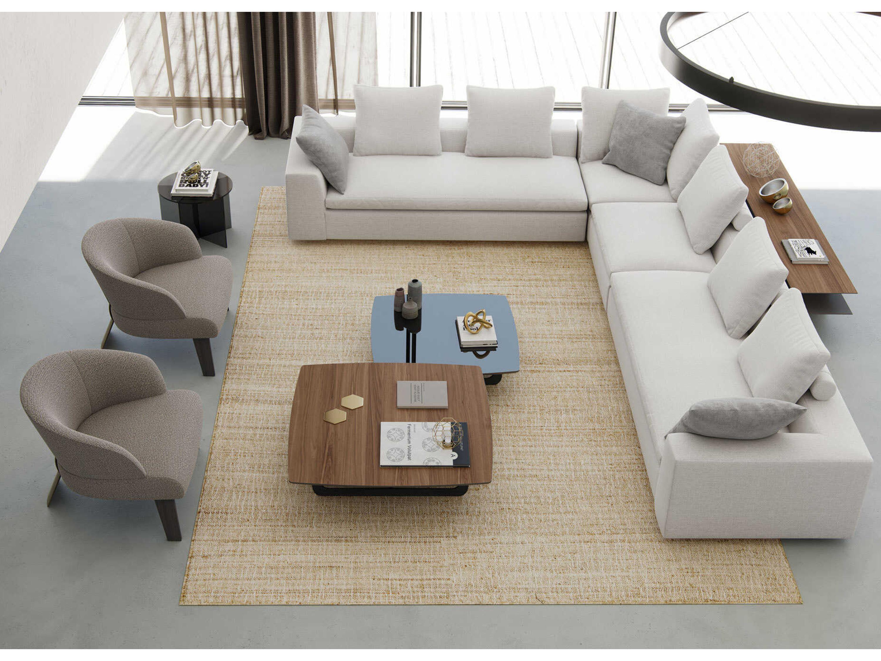 Luxcor Modluxe Grenchen Nesting Coffee Tables in Walnut and Graphite Glass