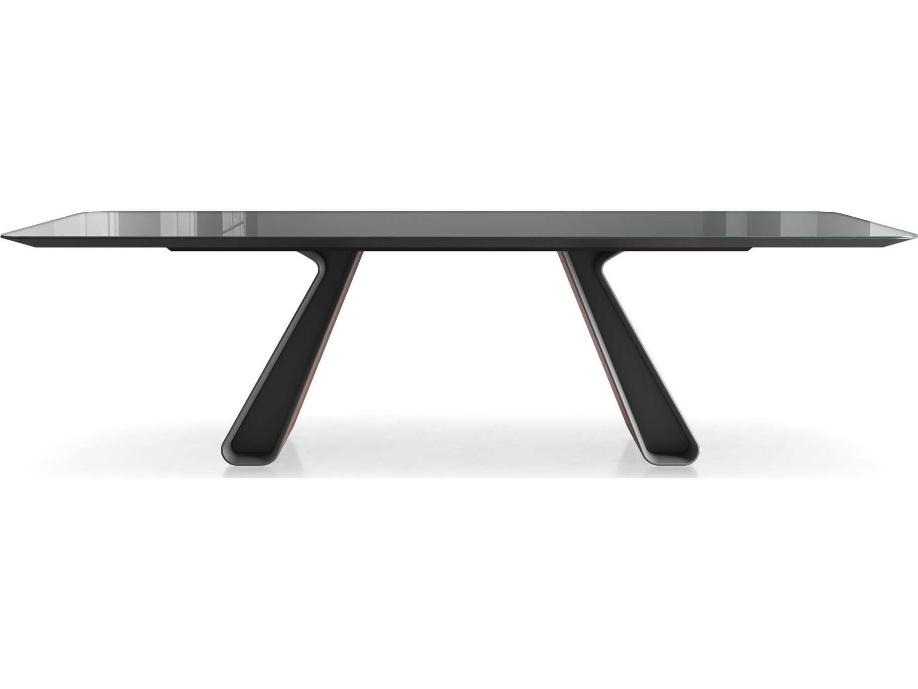 Luxcor Modluxe Rashford Dining Table in Graphite Glass and Walnut