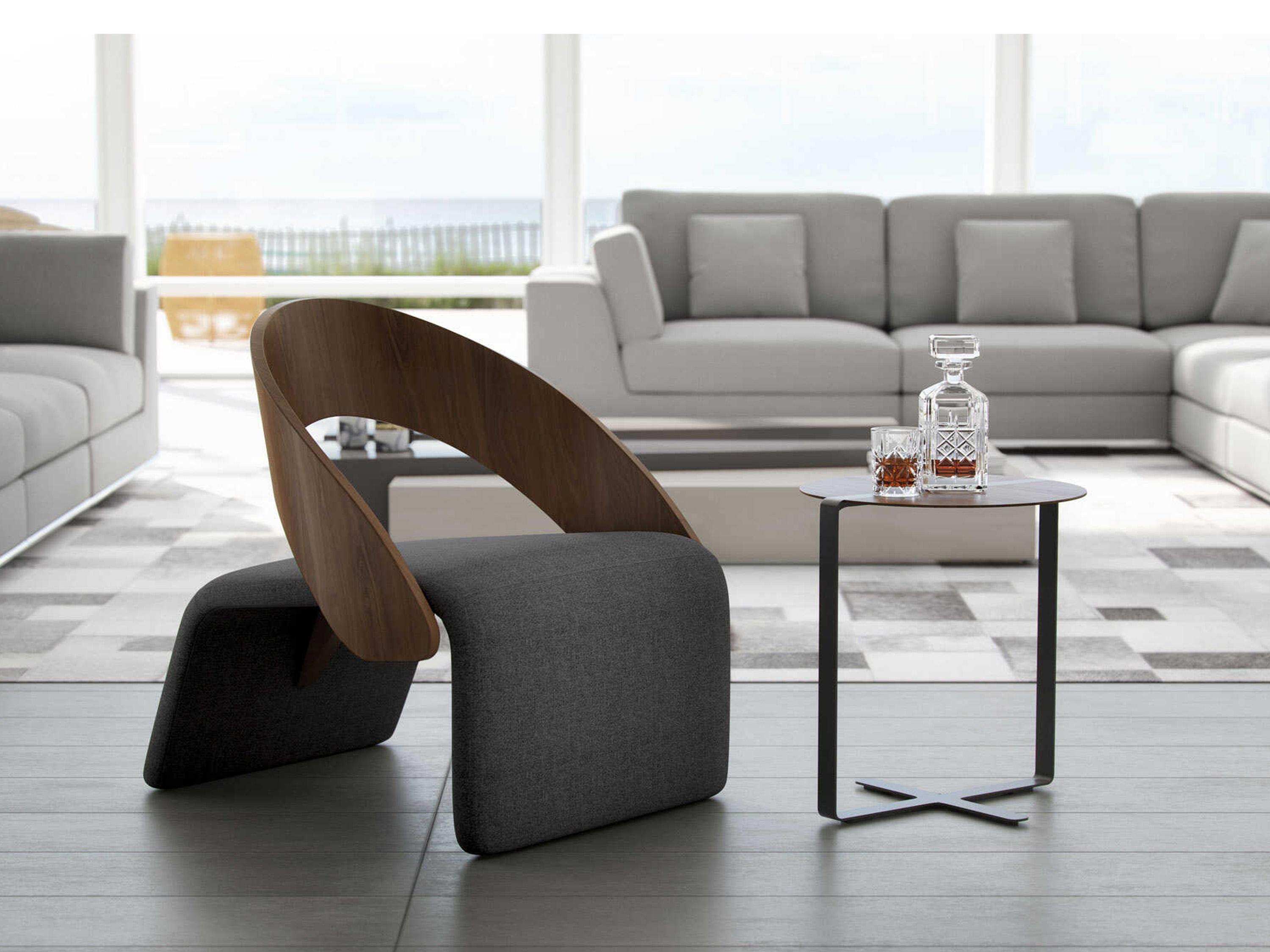 Luxcor Modluxe Wishaw Accent Chair in Deep Caviar Fabric and Walnut