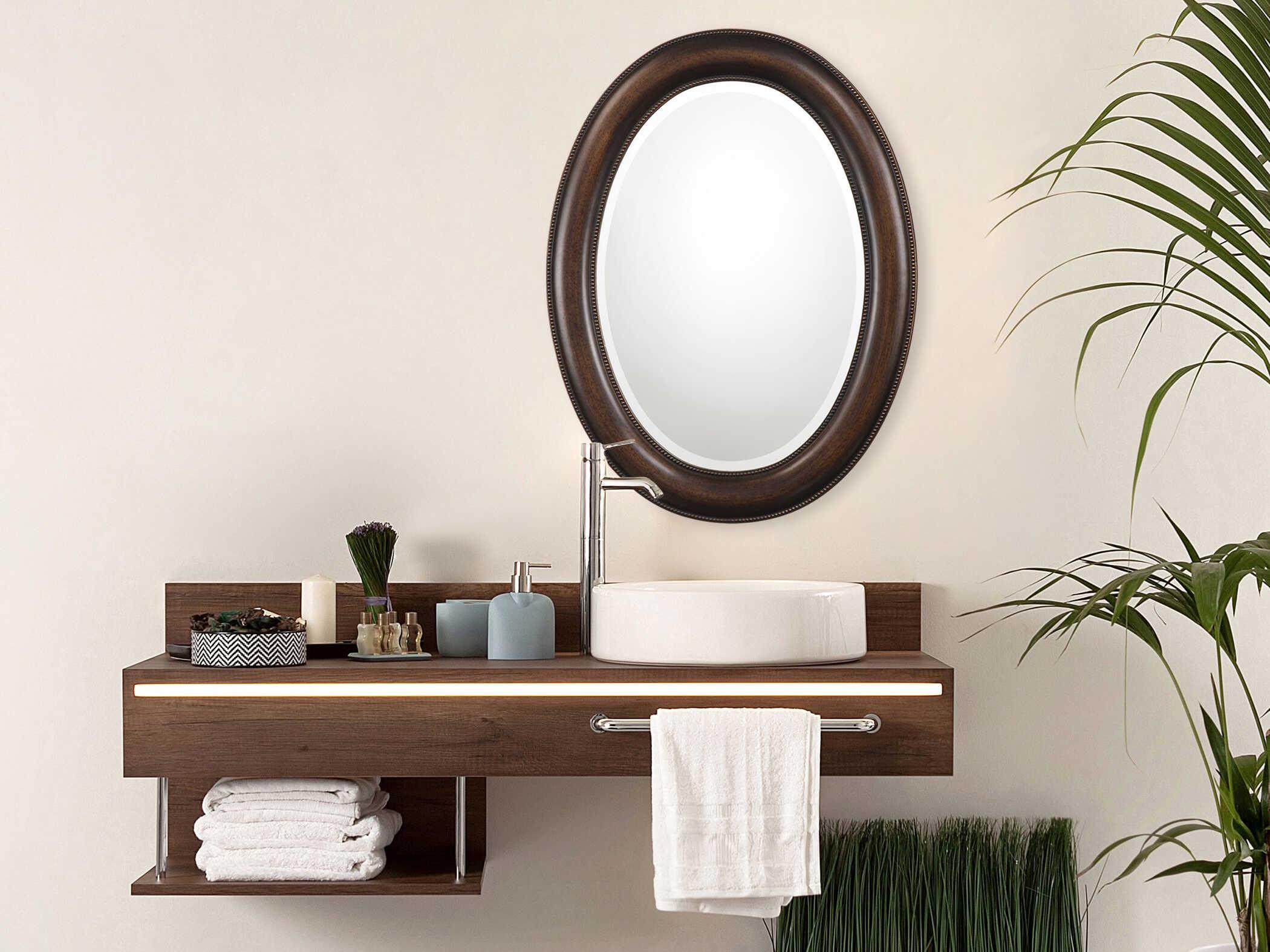 Luxecor Illumination Dark Bronze Antique Gold Oval Wall Mirror