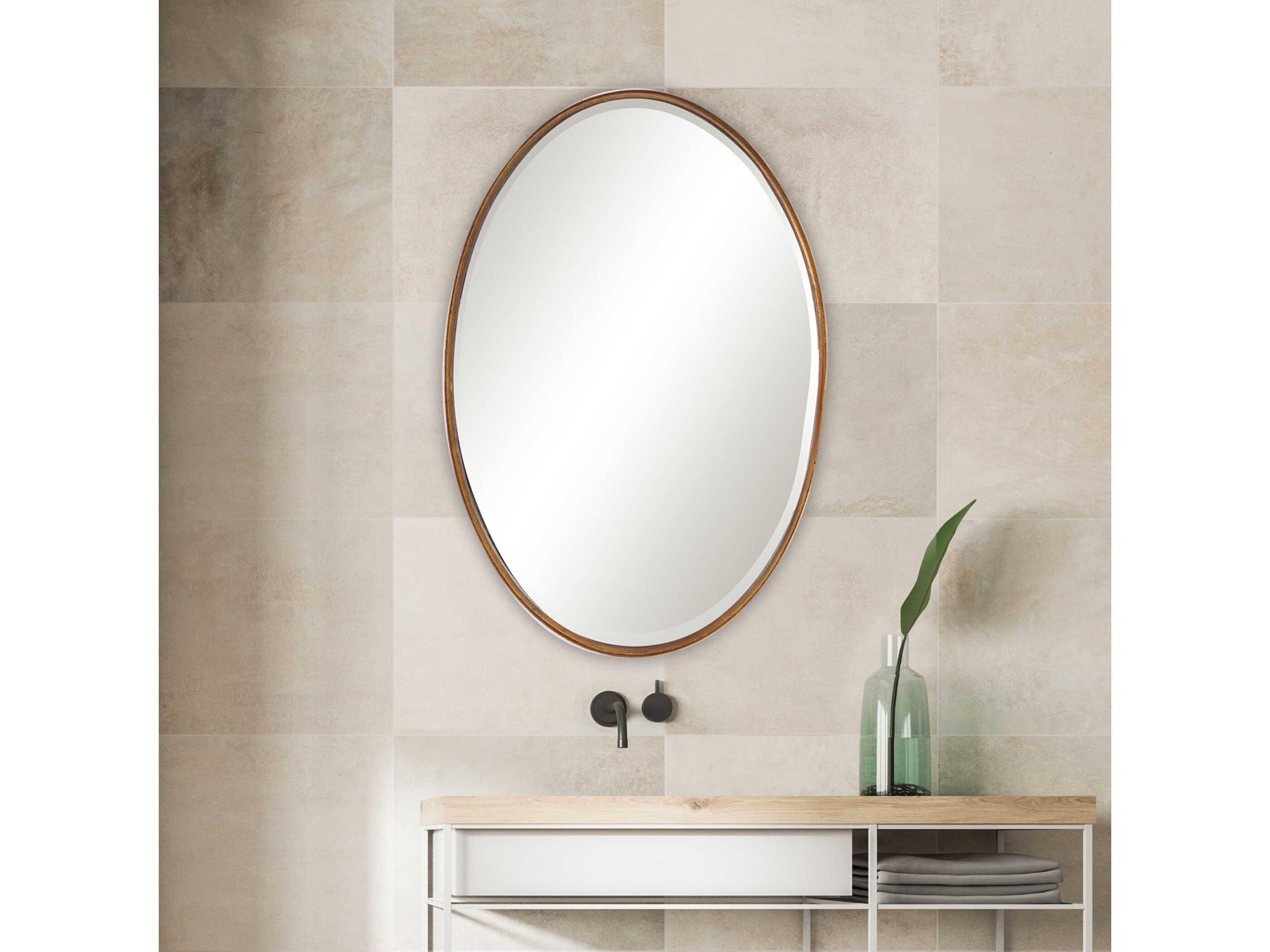 Luxecor Illumination Gold Leaf Oval Wall Mirror