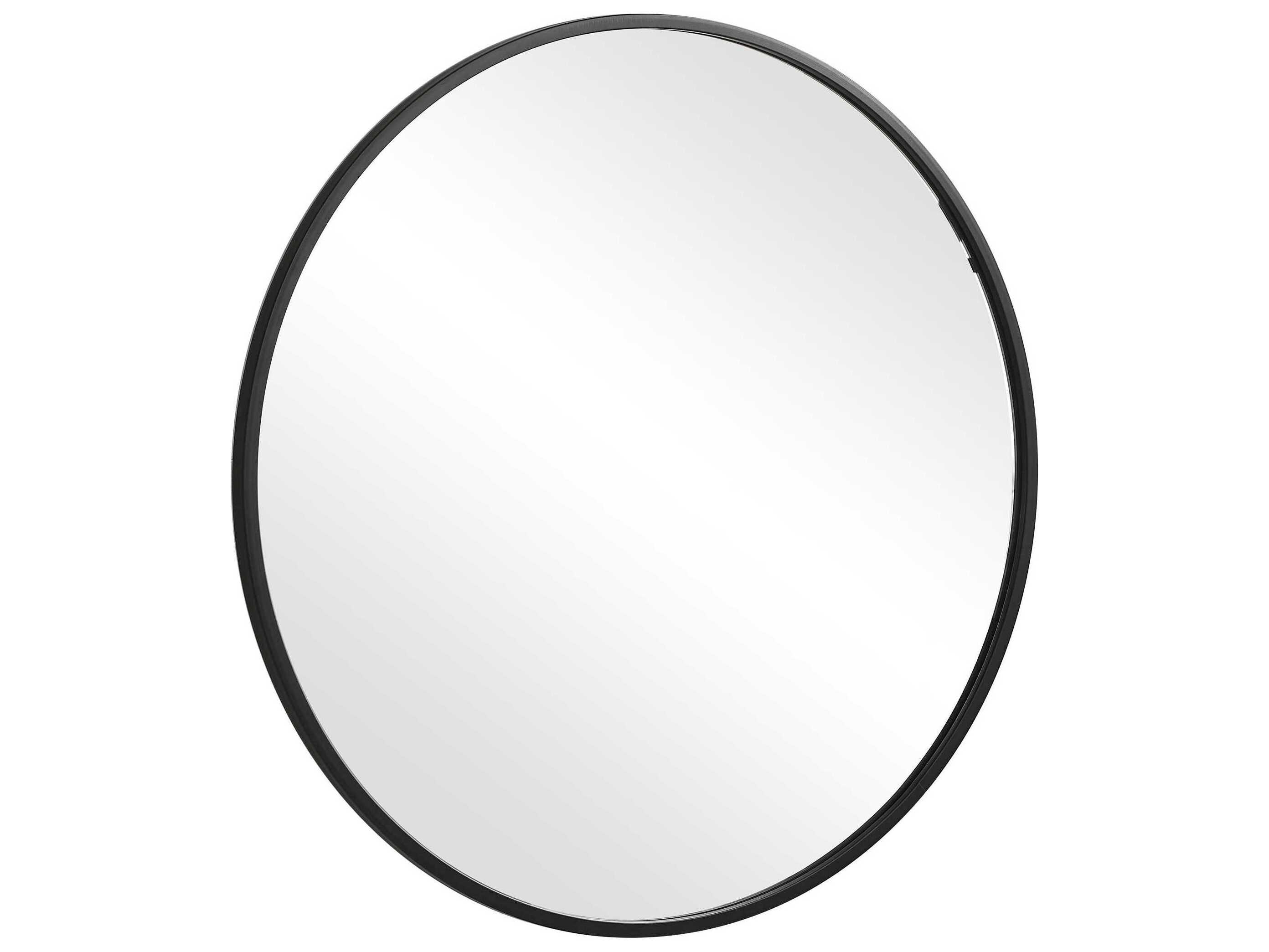 Luxecor Illumination Matte Black Round Wall Mirror