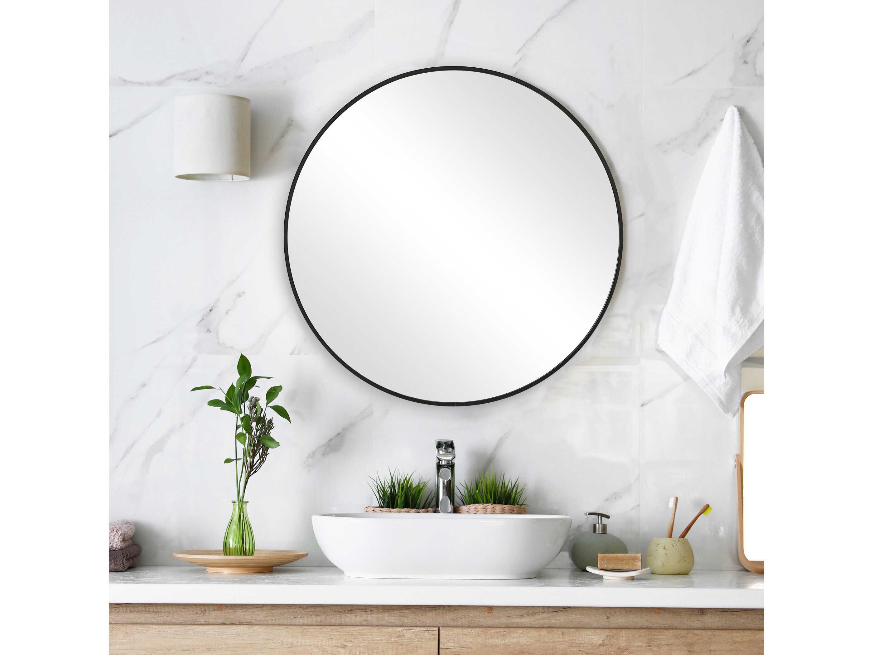 Luxecor Illumination Satin Black Round Wall Mirror